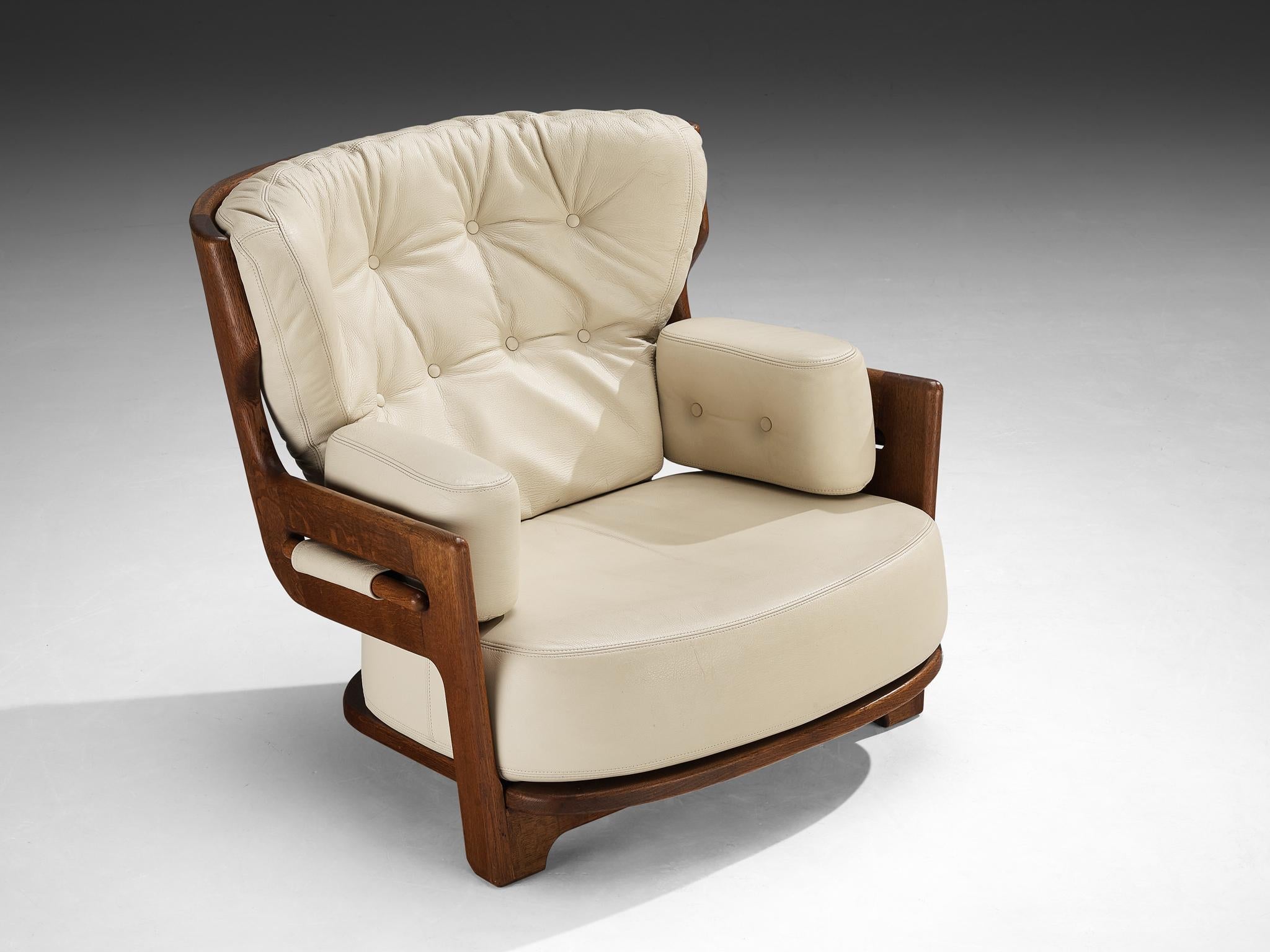 Guillerme & Chambron for Votre Maison 'Denis' Lounge Chair in Solid Oak