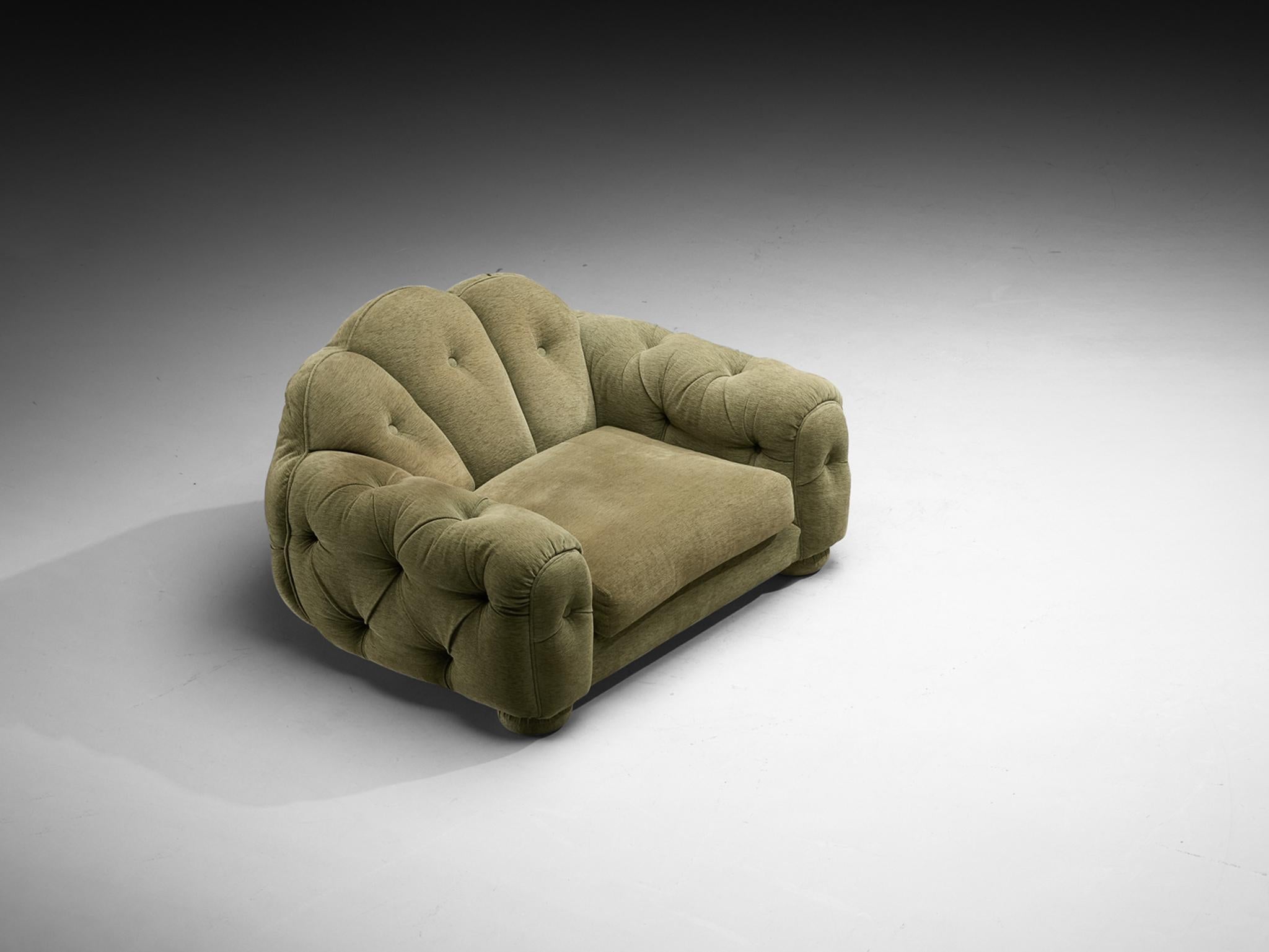 Vivai Del Sud Superstar Lounge Chair in Olive Green Fabric