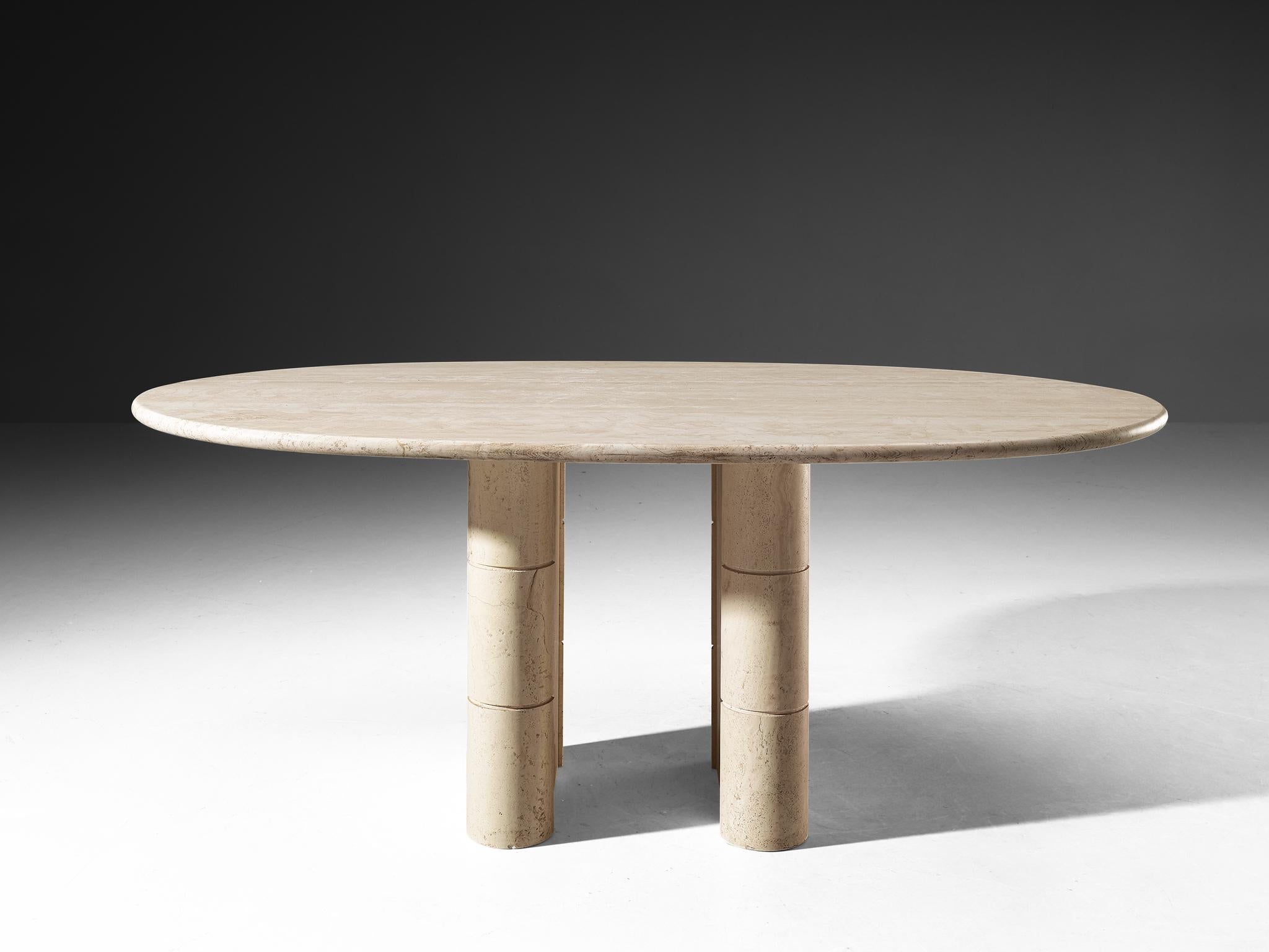 Post-Modern Travertine Dining Table