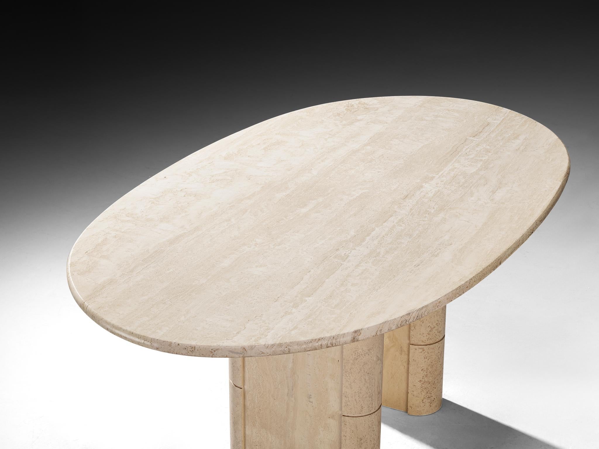 Post-Modern Travertine Dining Table