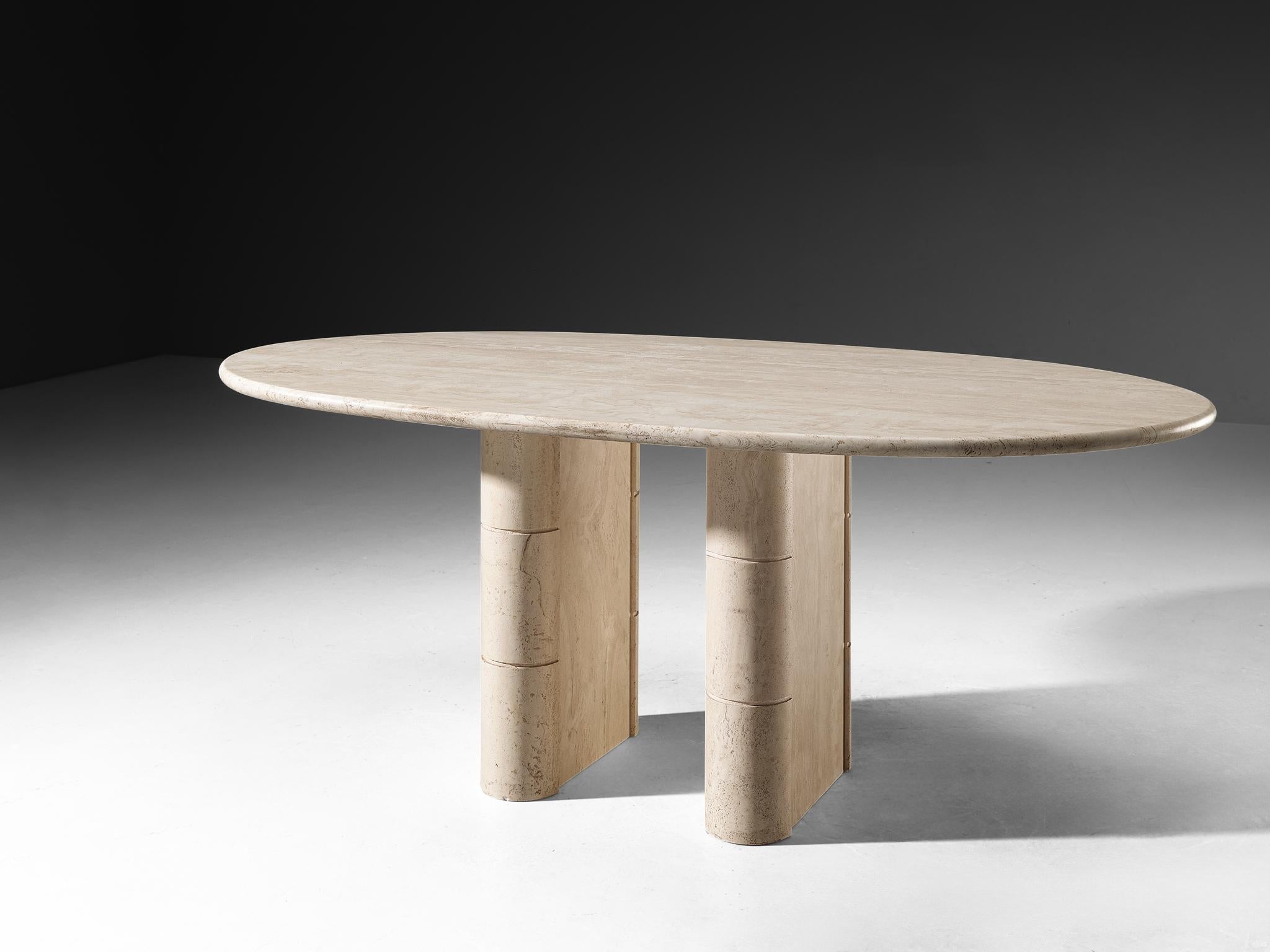 Post-Modern Travertine Dining Table