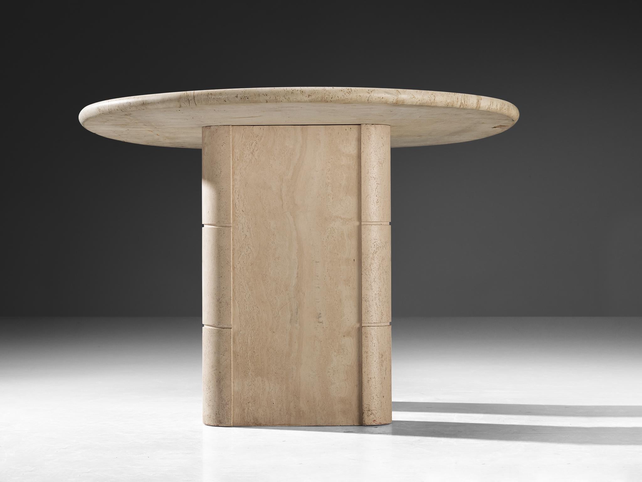 Post-Modern Travertine Dining Table