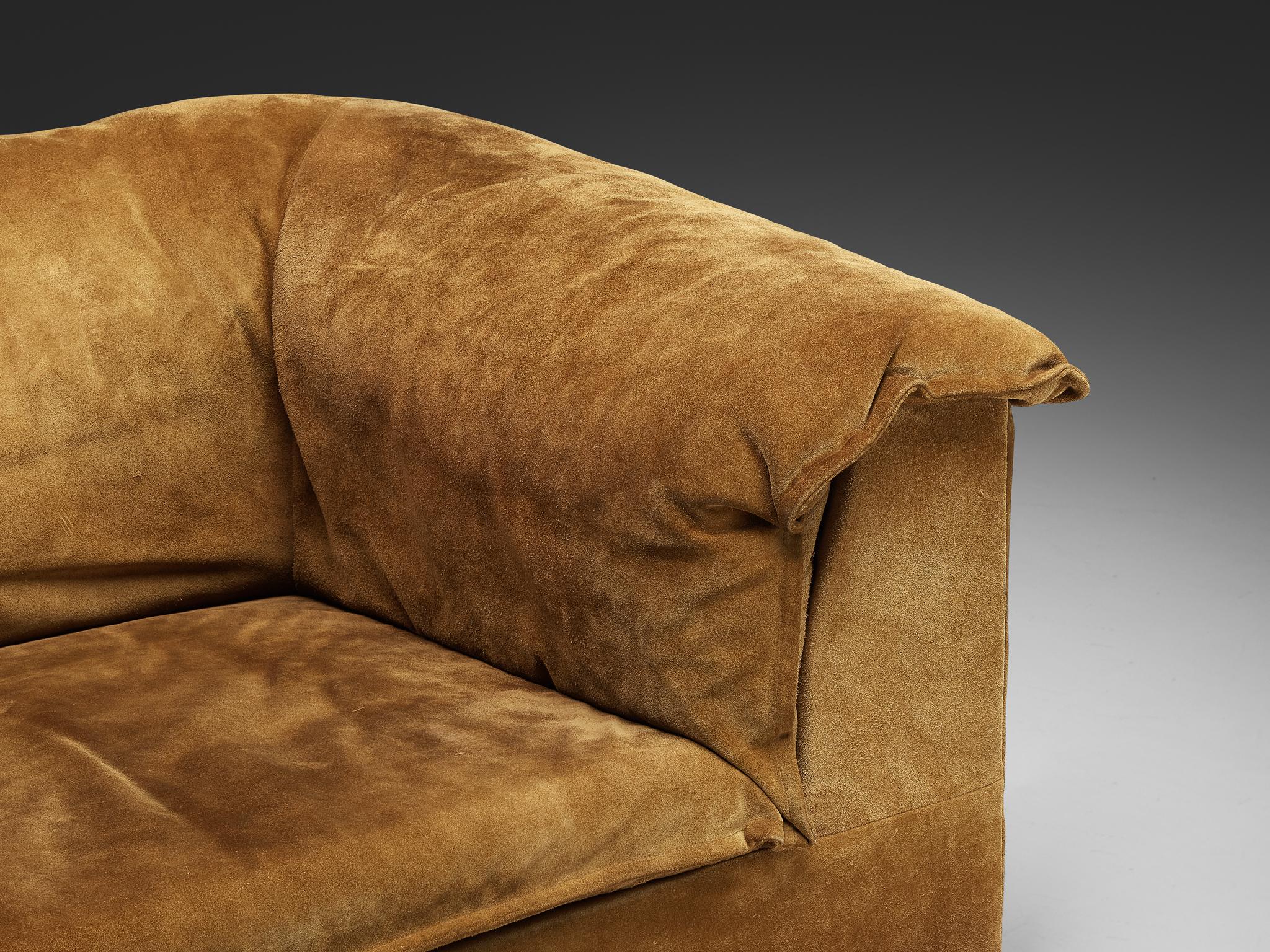 Postmodern Modular Sofa in Cognac Suede