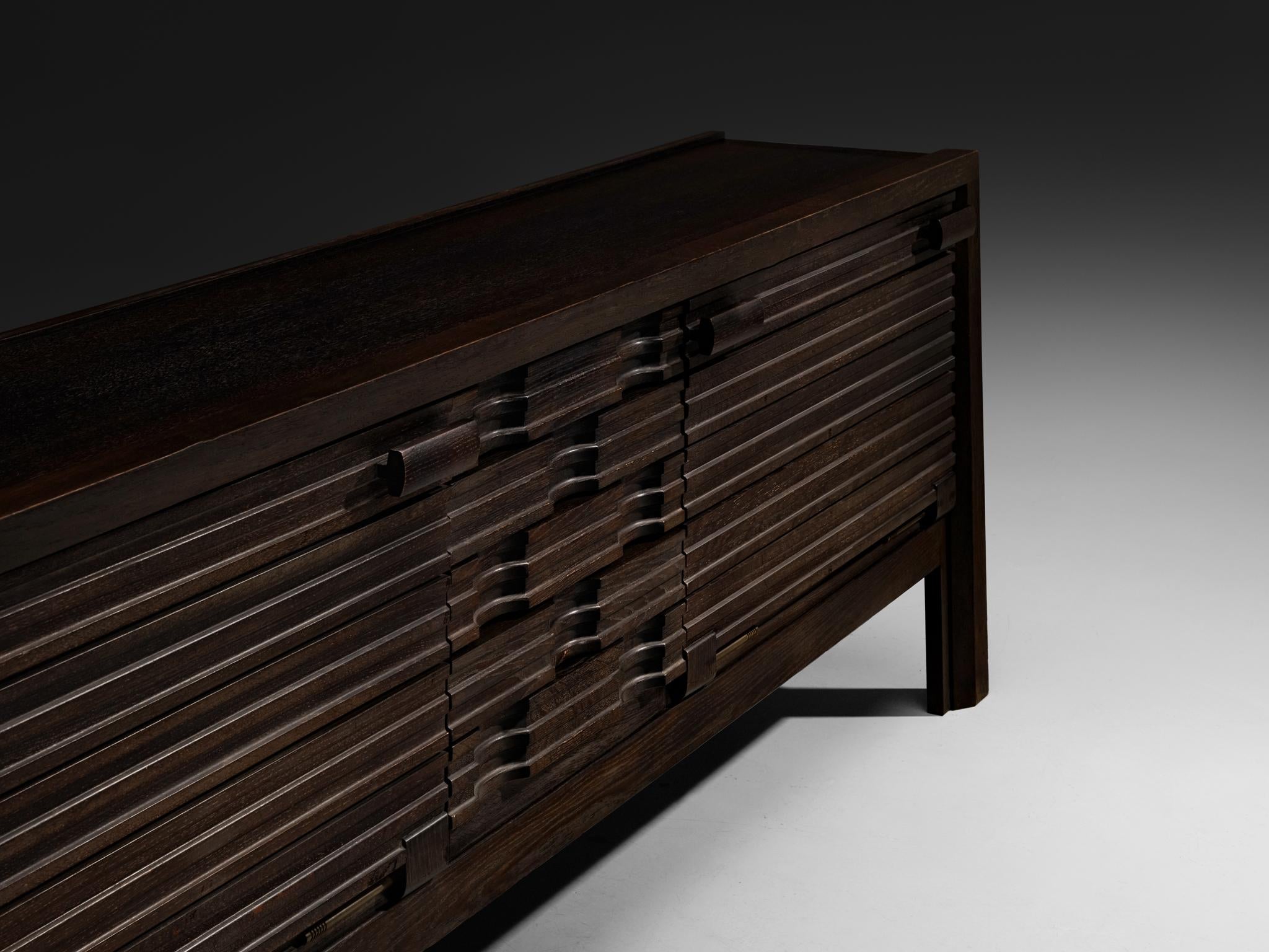 Guillerme & Chambron Sideboard in Black Lacquered Oak