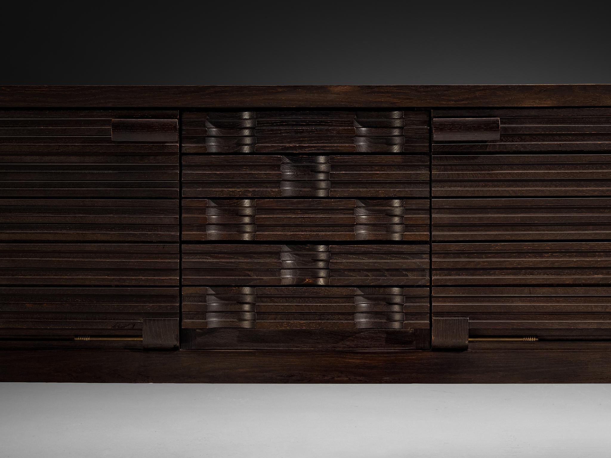 Guillerme & Chambron Sideboard in Black Lacquered Oak