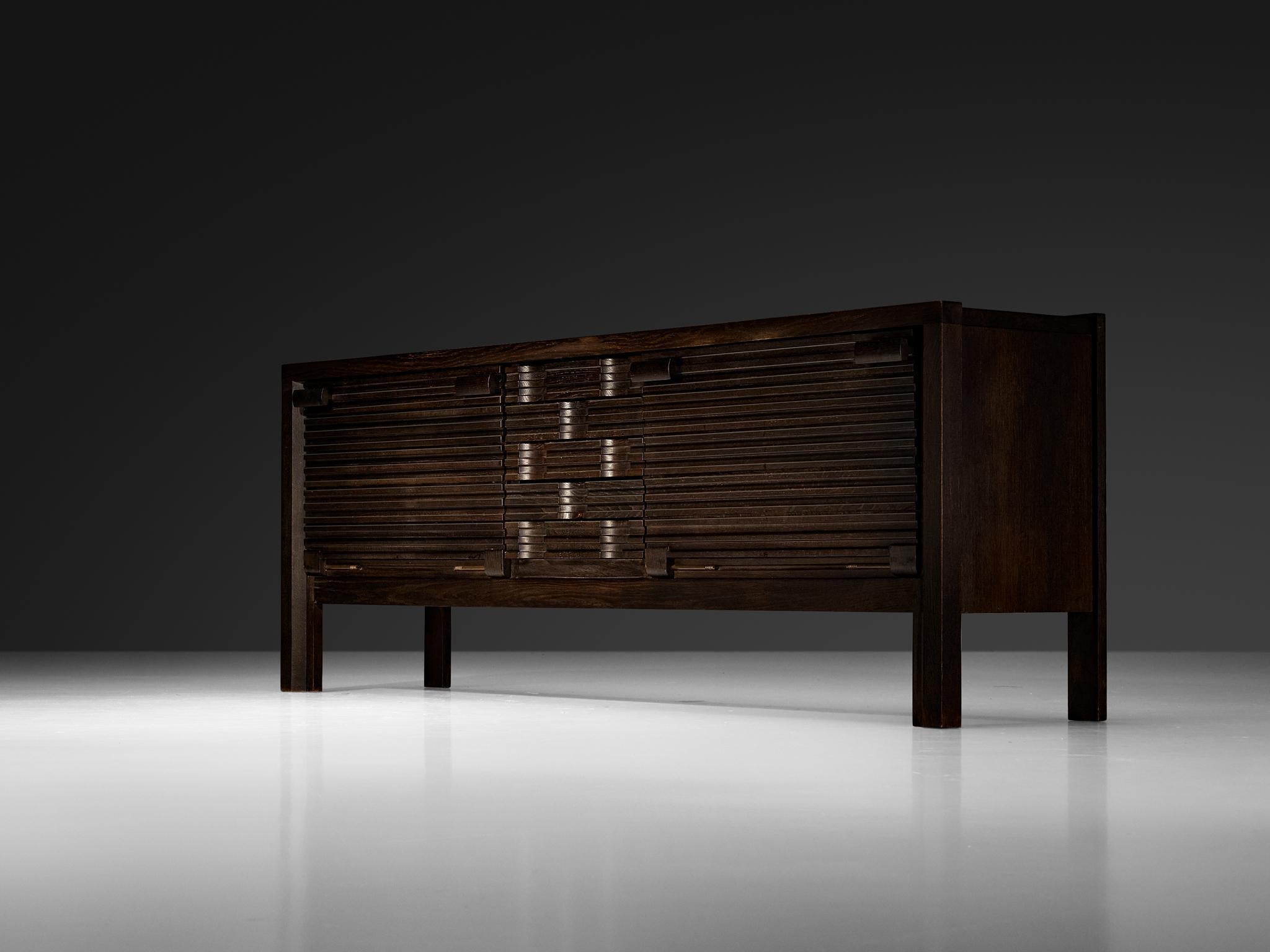 Guillerme & Chambron Sideboard in Black Lacquered Oak