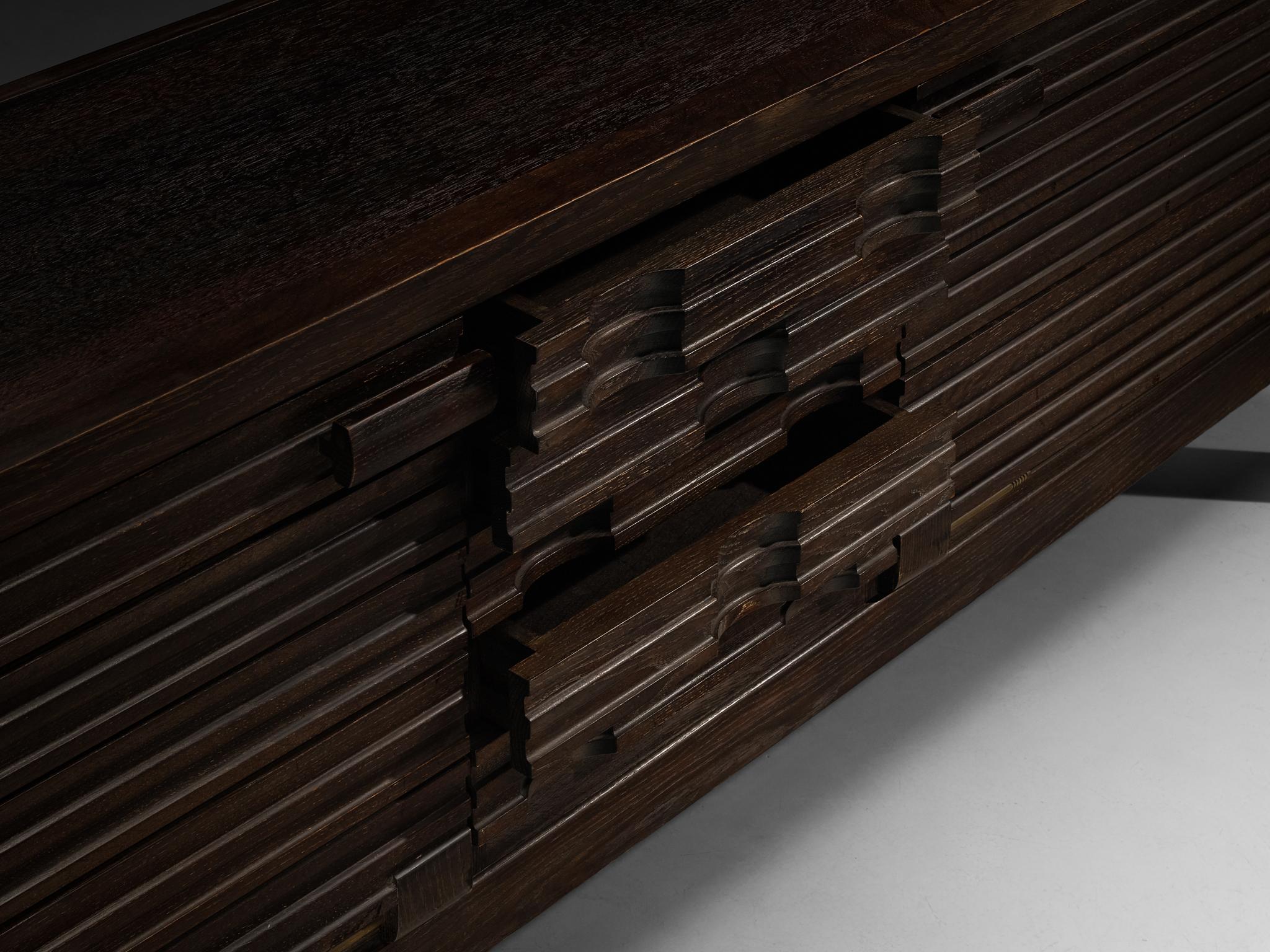 Guillerme & Chambron Sideboard in Black Lacquered Oak