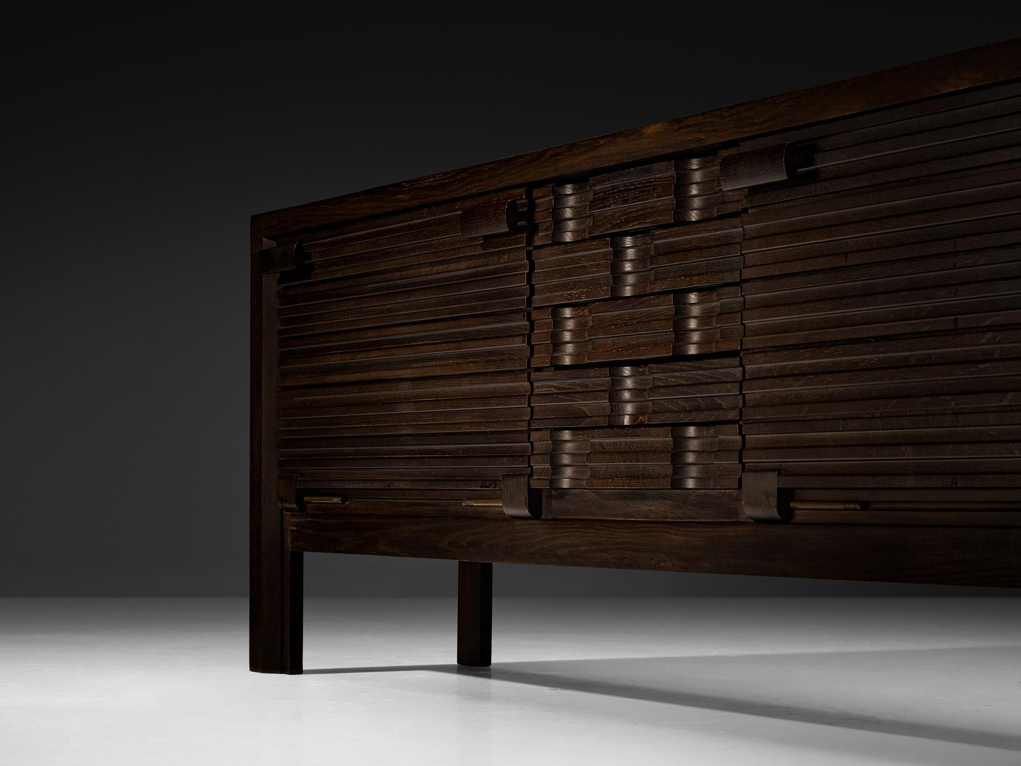 Guillerme & Chambron Sideboard in Black Lacquered Oak