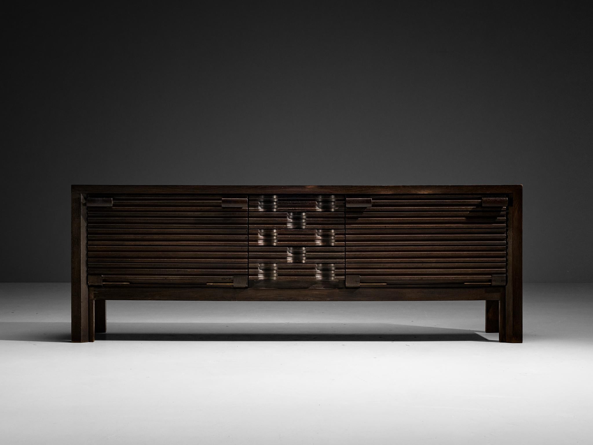 Guillerme & Chambron Sideboard in Black Lacquered Oak