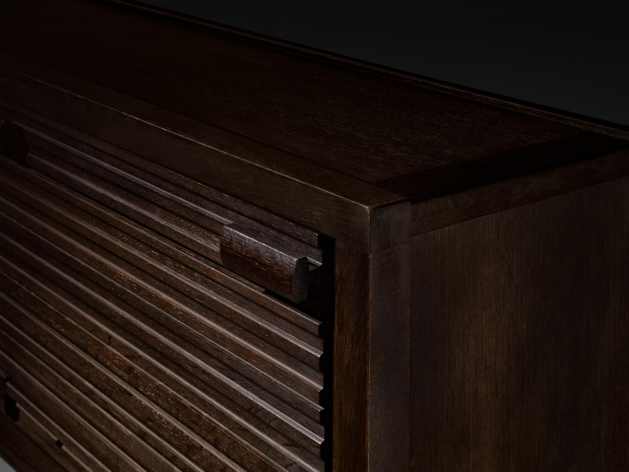 Guillerme & Chambron Sideboard in Black Lacquered Oak