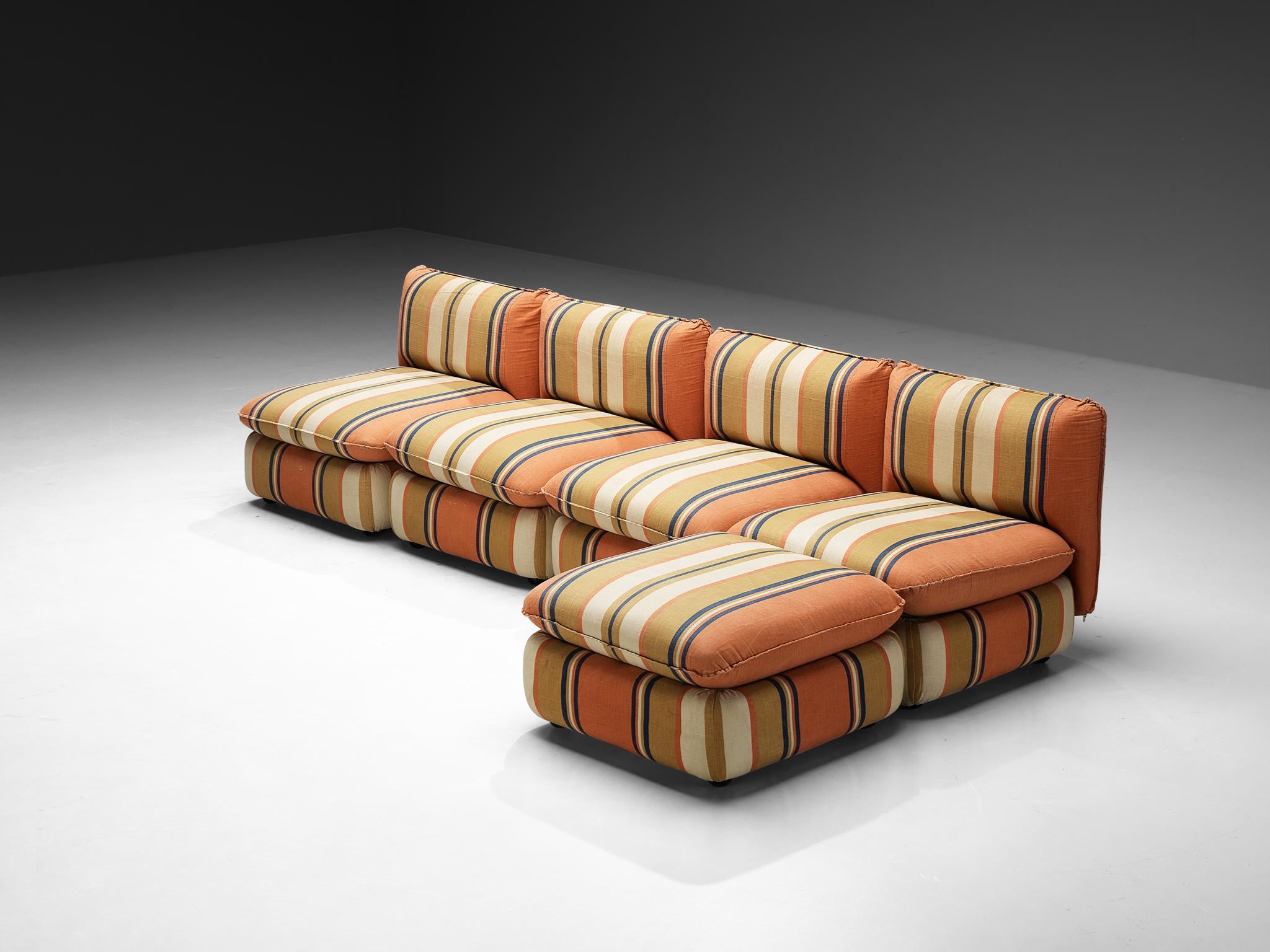 IPE Cavalli Italian Sectional Sofa in Colorful Striped Fabric