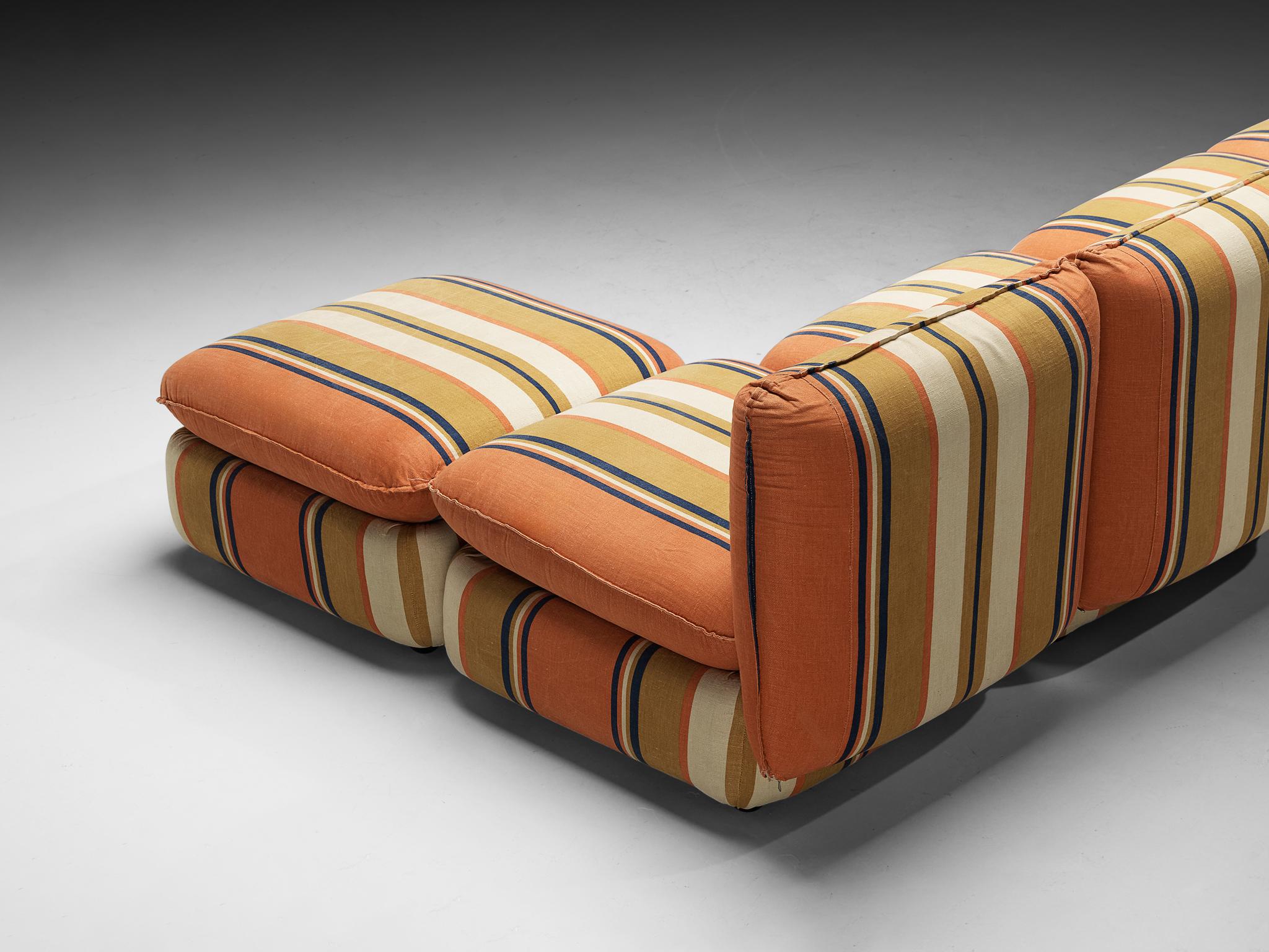 IPE Cavalli Italian Sectional Sofa in Colorful Striped Fabric