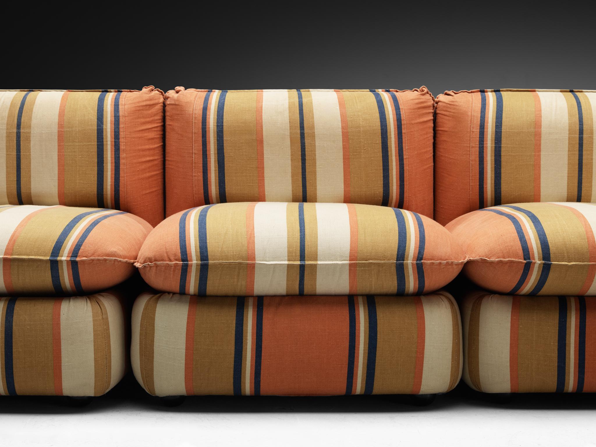 IPE Cavalli Italian Sectional Sofa in Colorful Striped Fabric