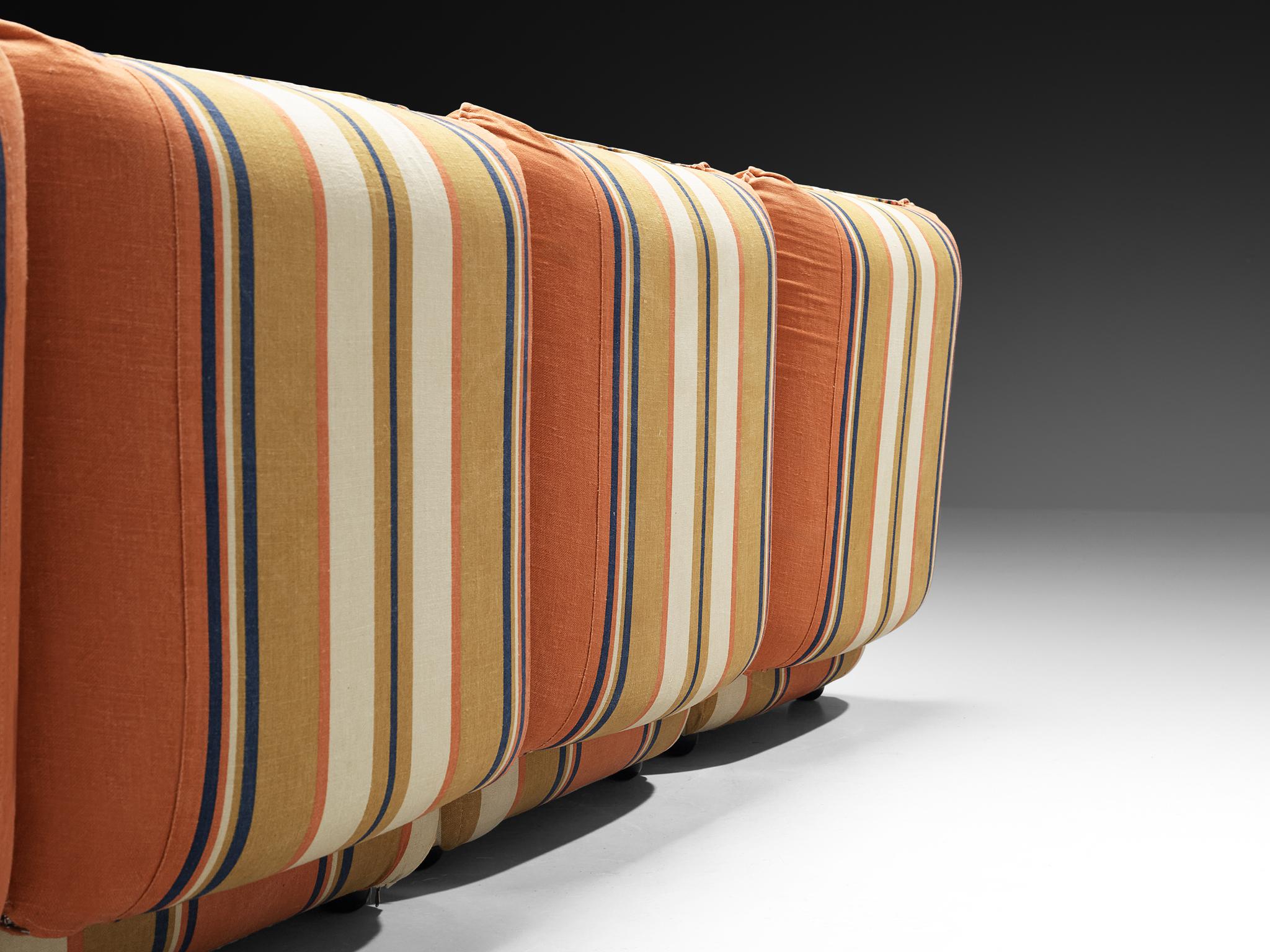 IPE Cavalli Italian Sectional Sofa in Colorful Striped Fabric