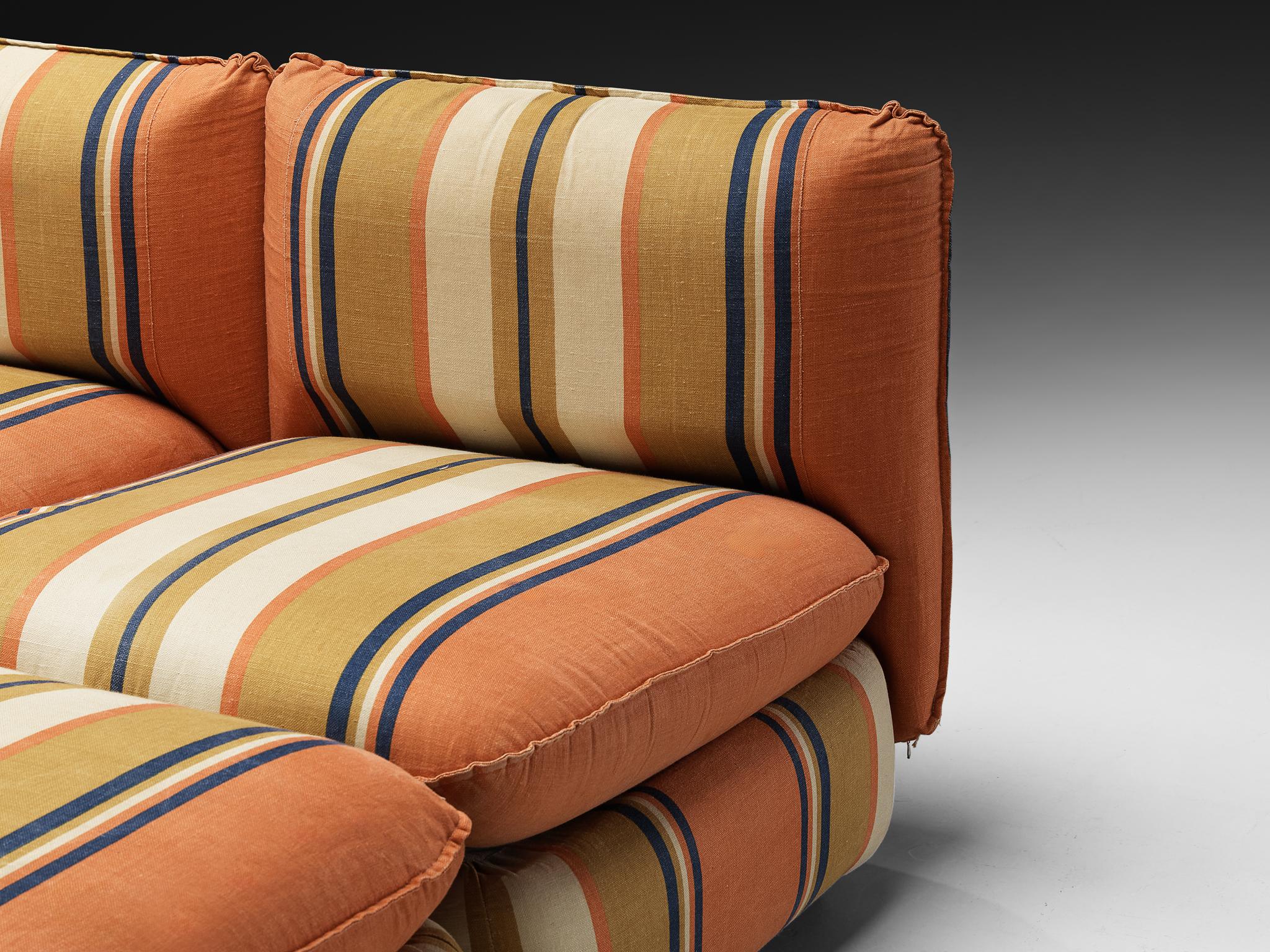 IPE Cavalli Italian Sectional Sofa in Colorful Striped Fabric