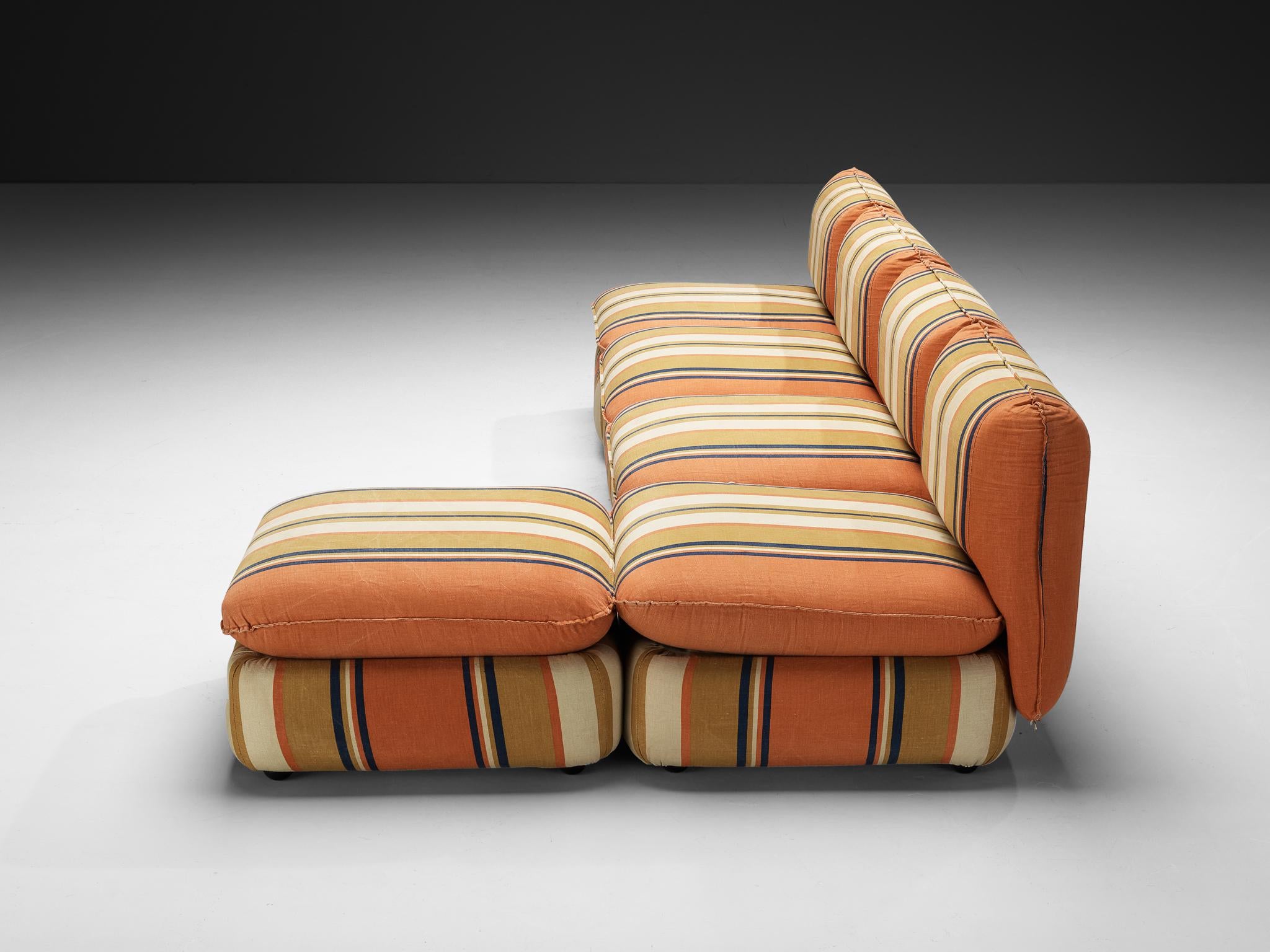 IPE Cavalli Italian Sectional Sofa in Colorful Striped Fabric