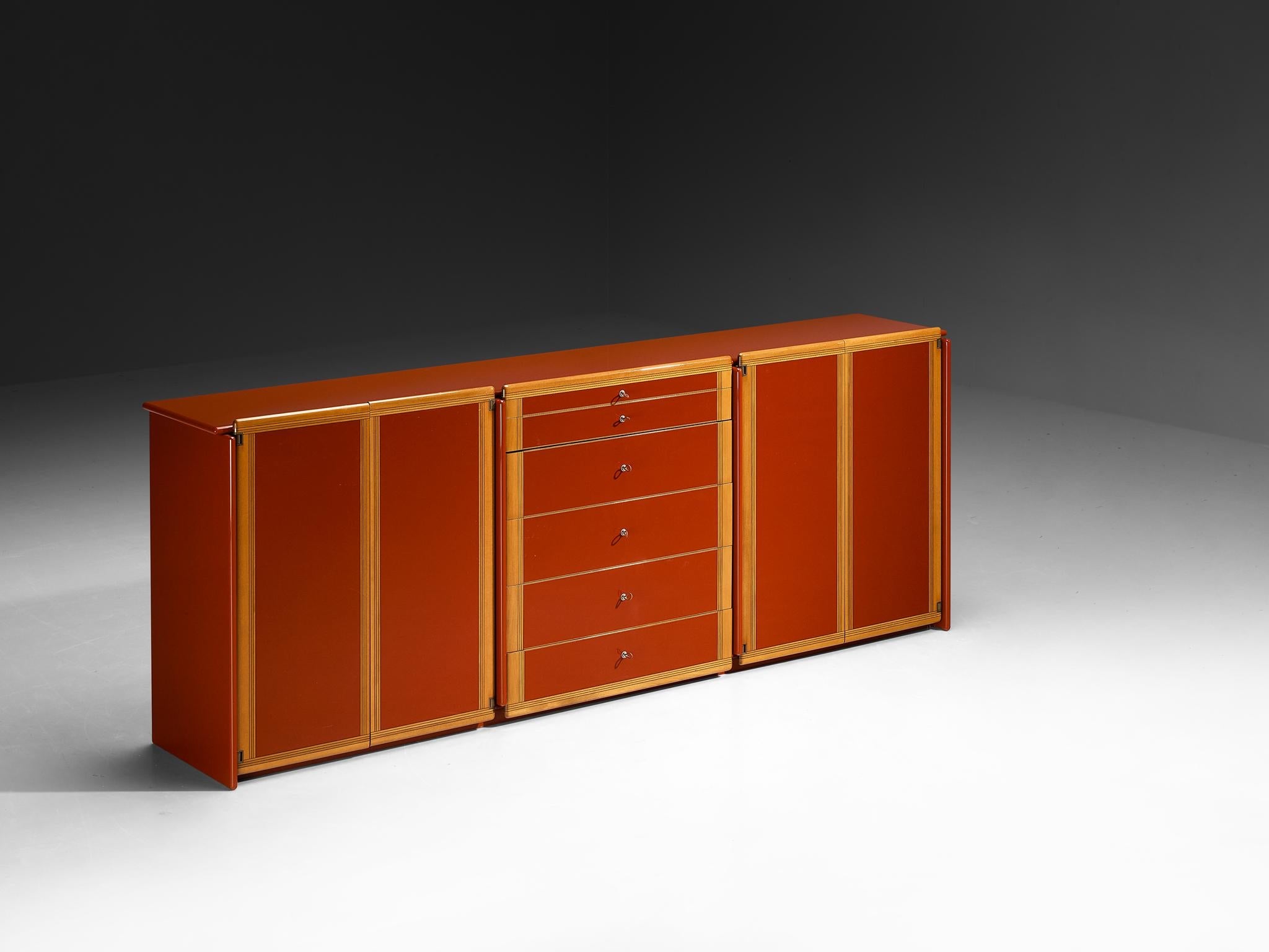 Afra & Tobia Scarpa for Maxalto 'Artona' Sideboard Red Lacquer and Walnut