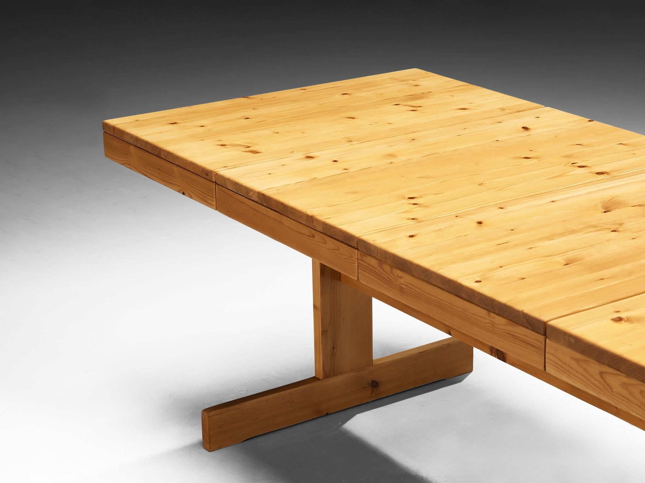 Dining Table with Trestle Base in Solid Pine Wood