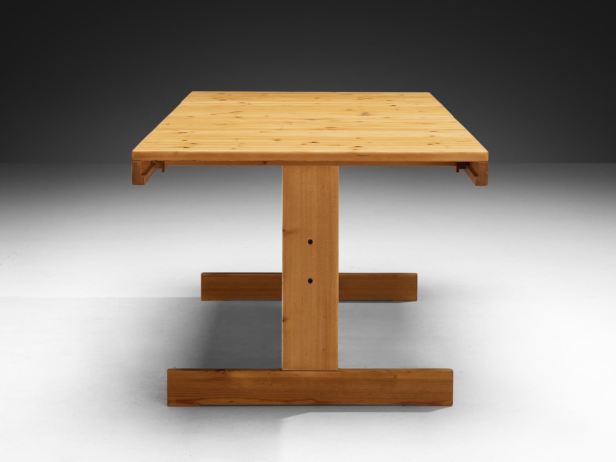 Dining Table with Trestle Base in Solid Pine Wood