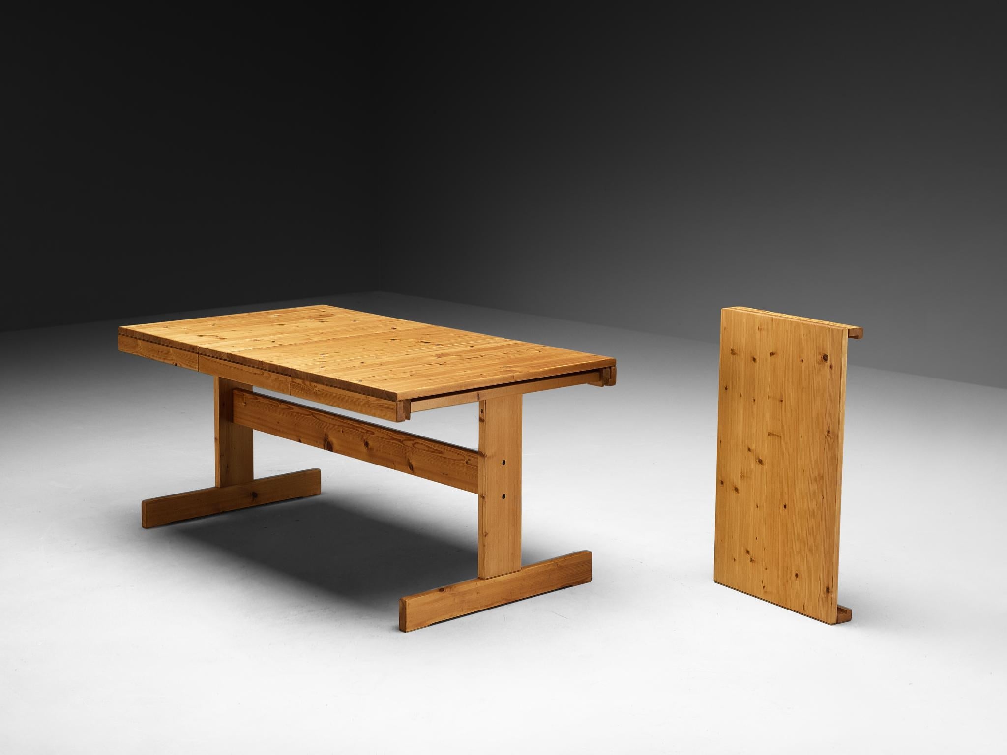 Dining Table with Trestle Base in Solid Pine Wood