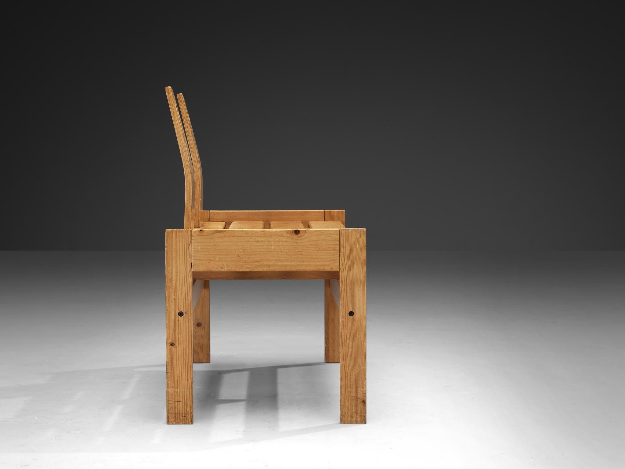 Sculptural Geometric Crafted Benches in Solid Pine