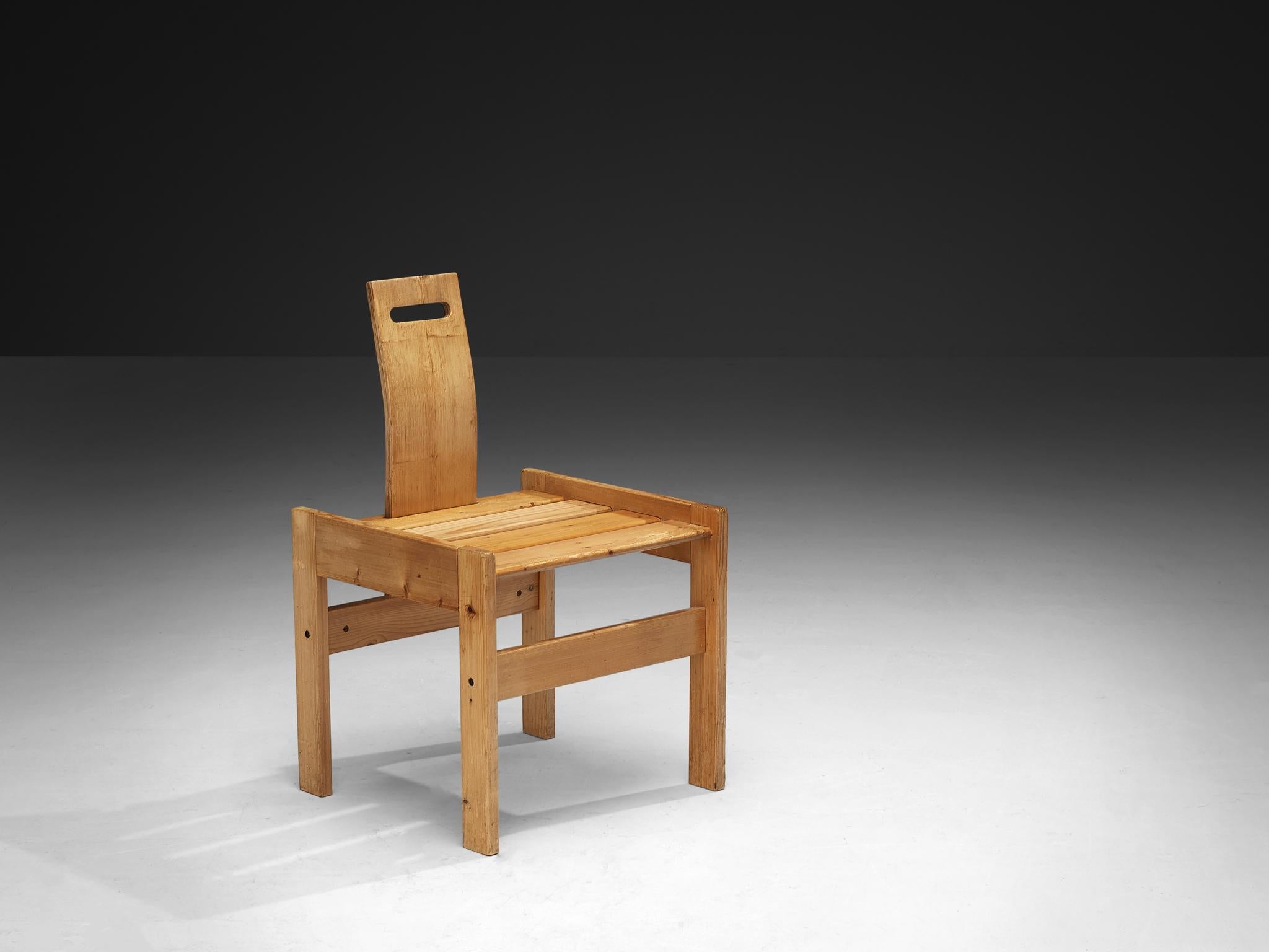 Sculptural Geometric Crafted Dining Chairs in Solid Pine