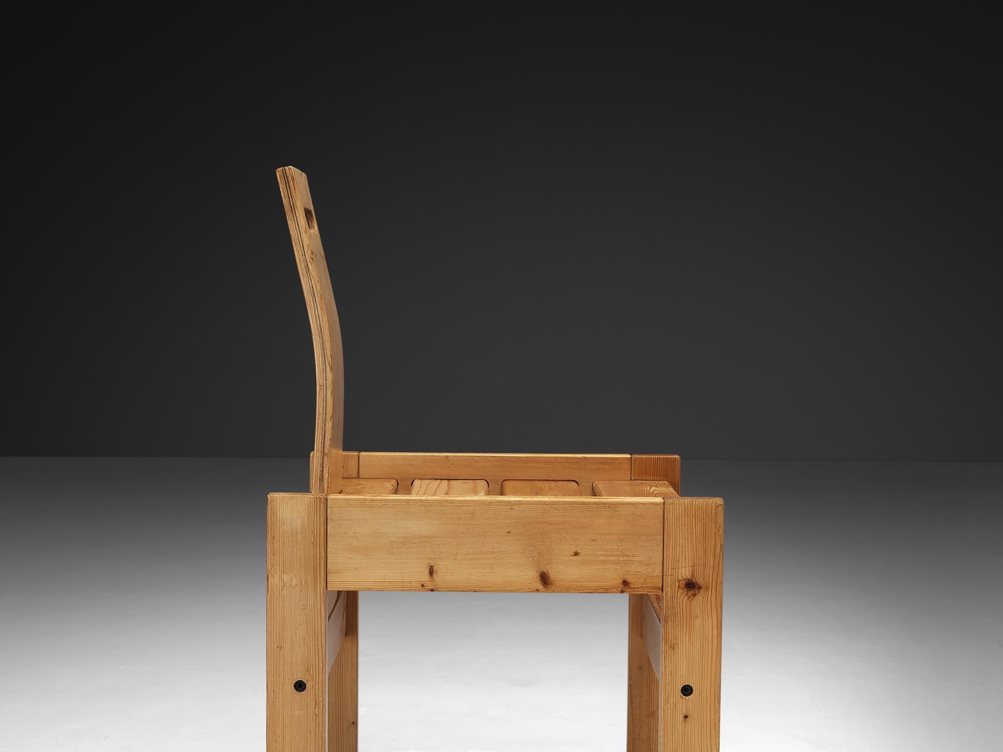 Sculptural Geometric Crafted Dining Chairs in Solid Pine