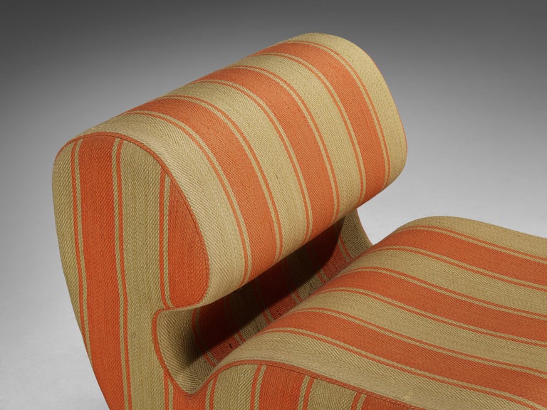 Italian Mid-Century Lounge Chairs in Striped Fabric