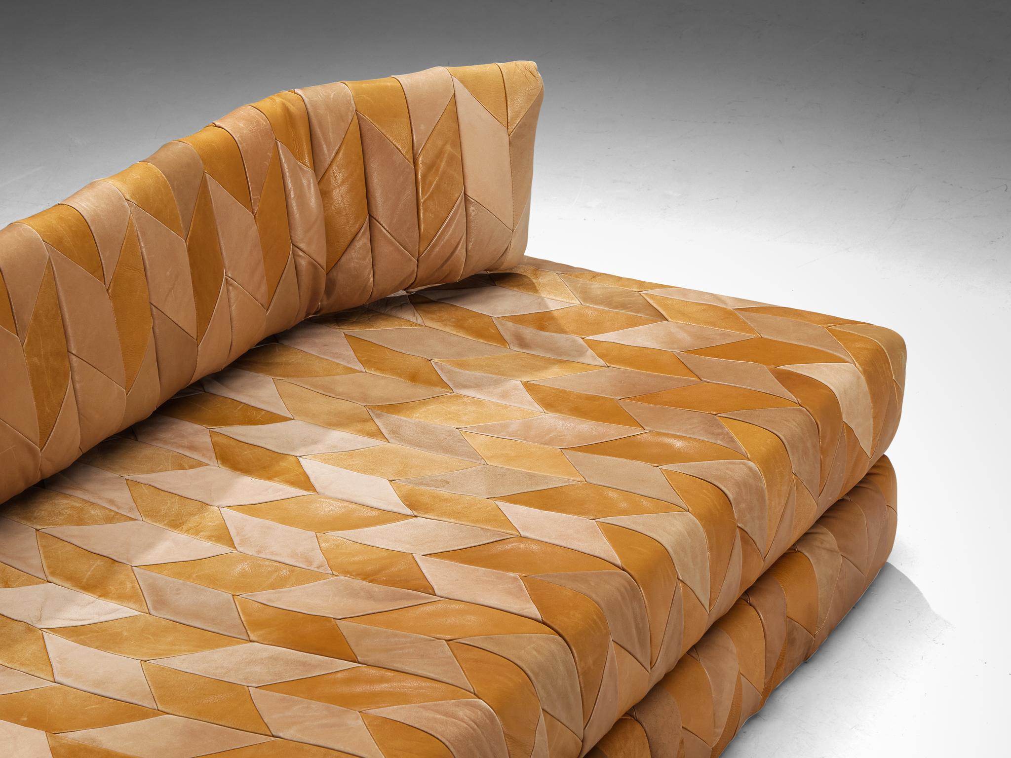 Postmodern Sofa or Daybed in Patchwork Leather