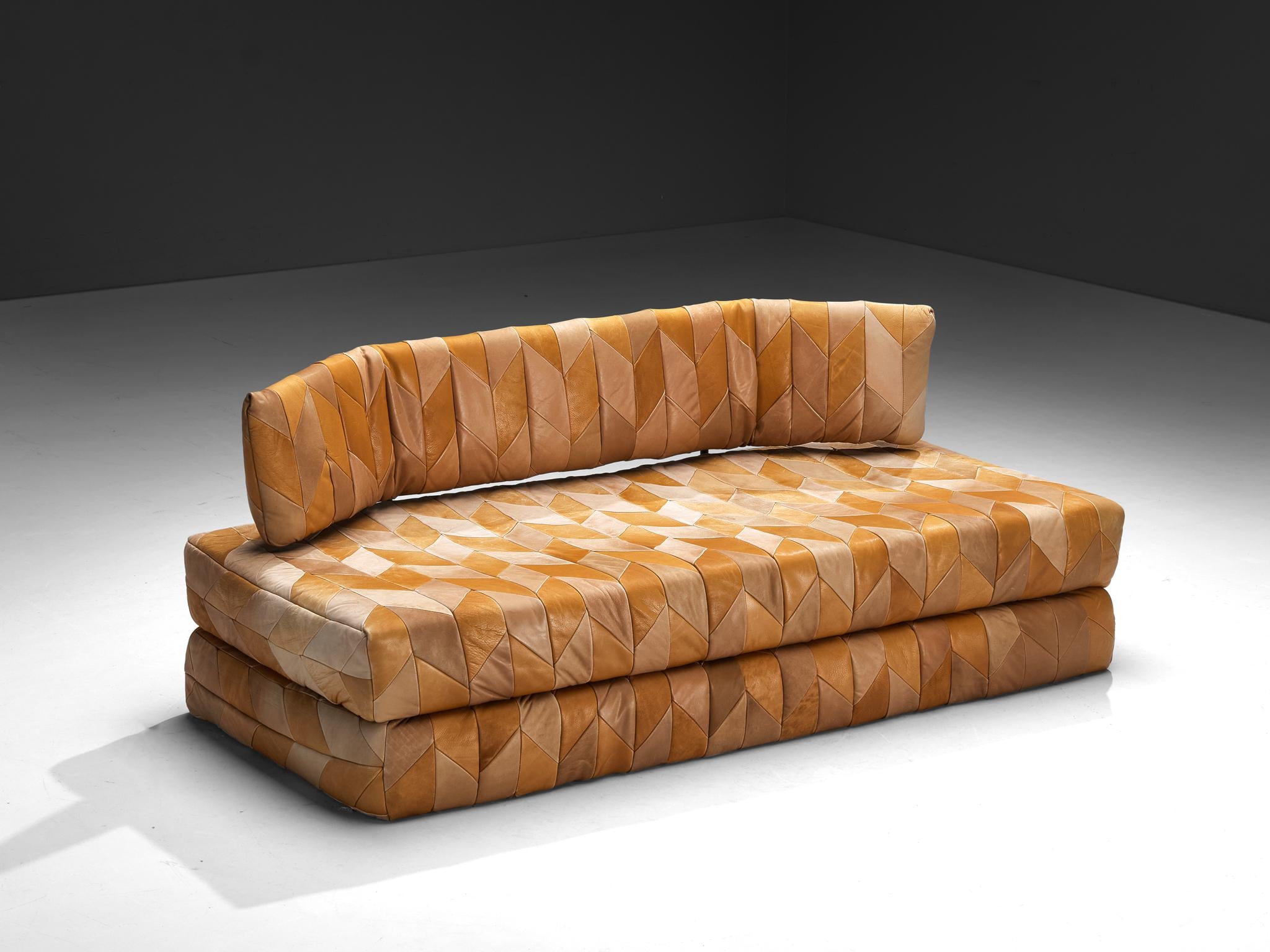 Postmodern Sofa or Daybed in Patchwork Leather