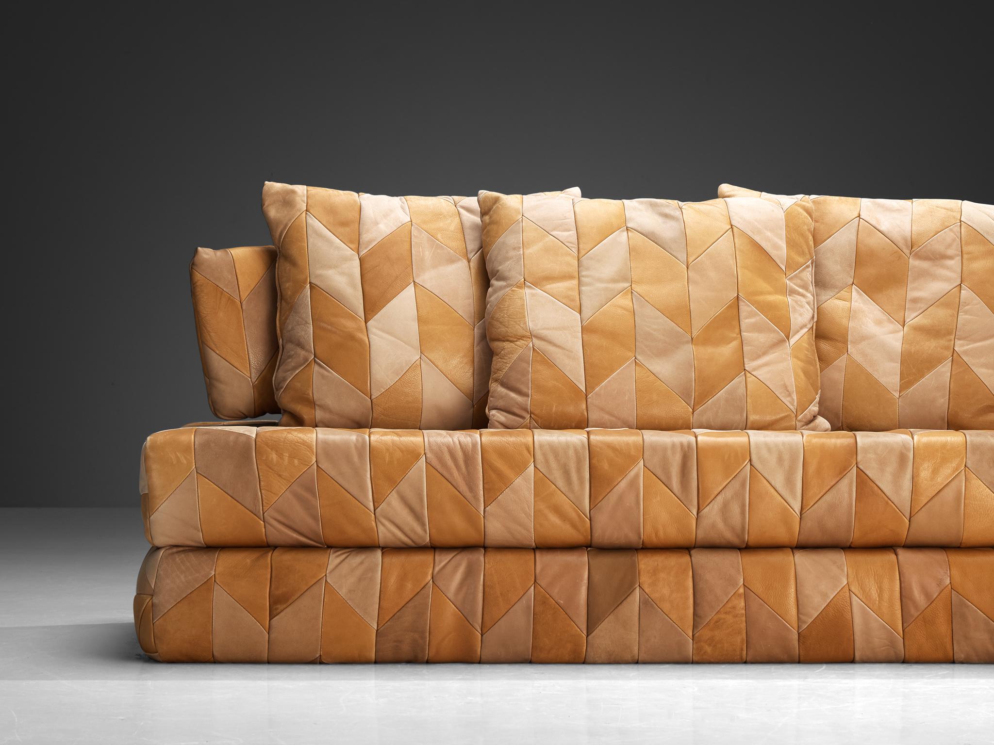 Postmodern Sofa or Daybed in Patchwork Leather