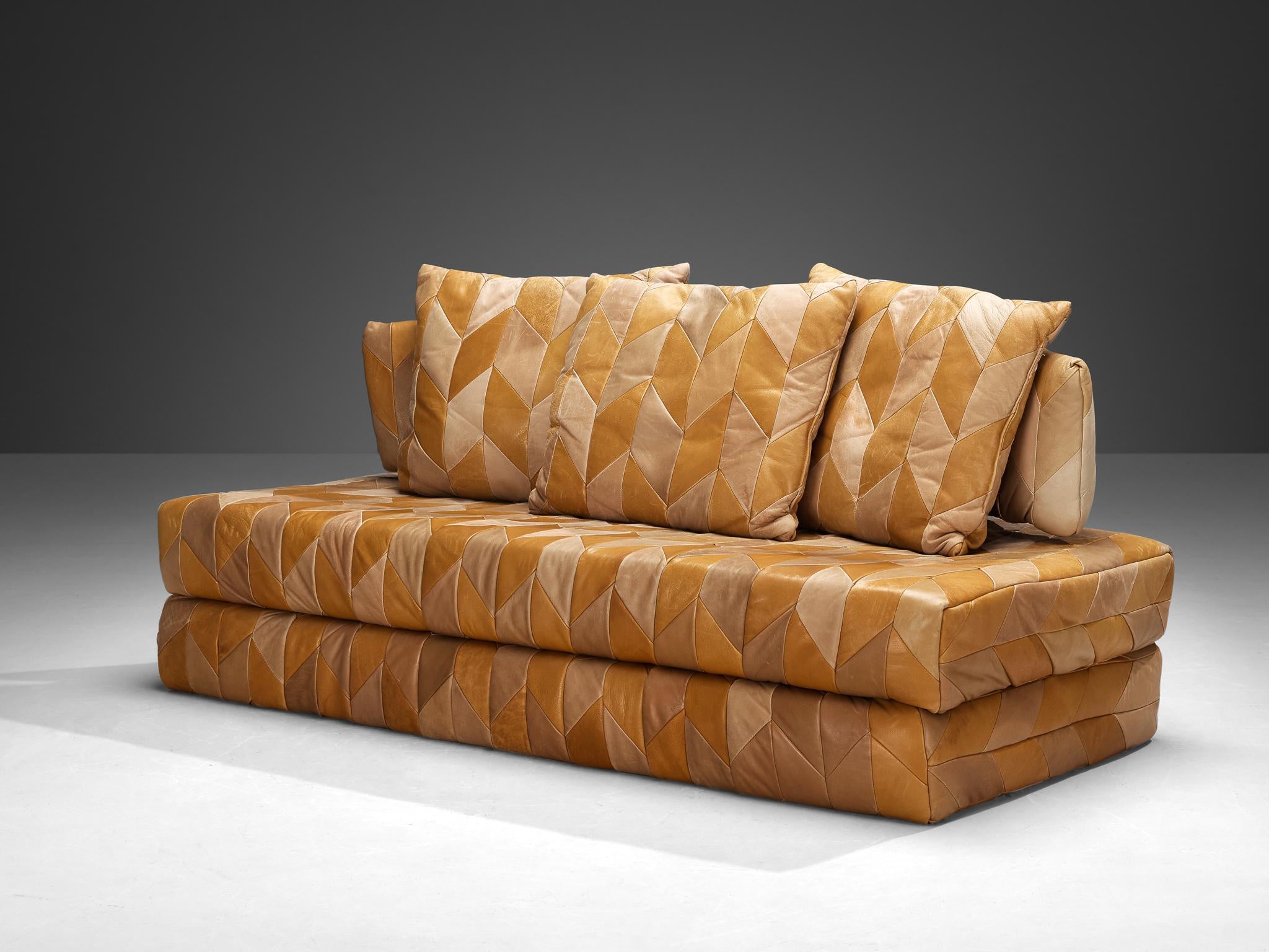 Postmodern Sofa or Daybed in Patchwork Leather