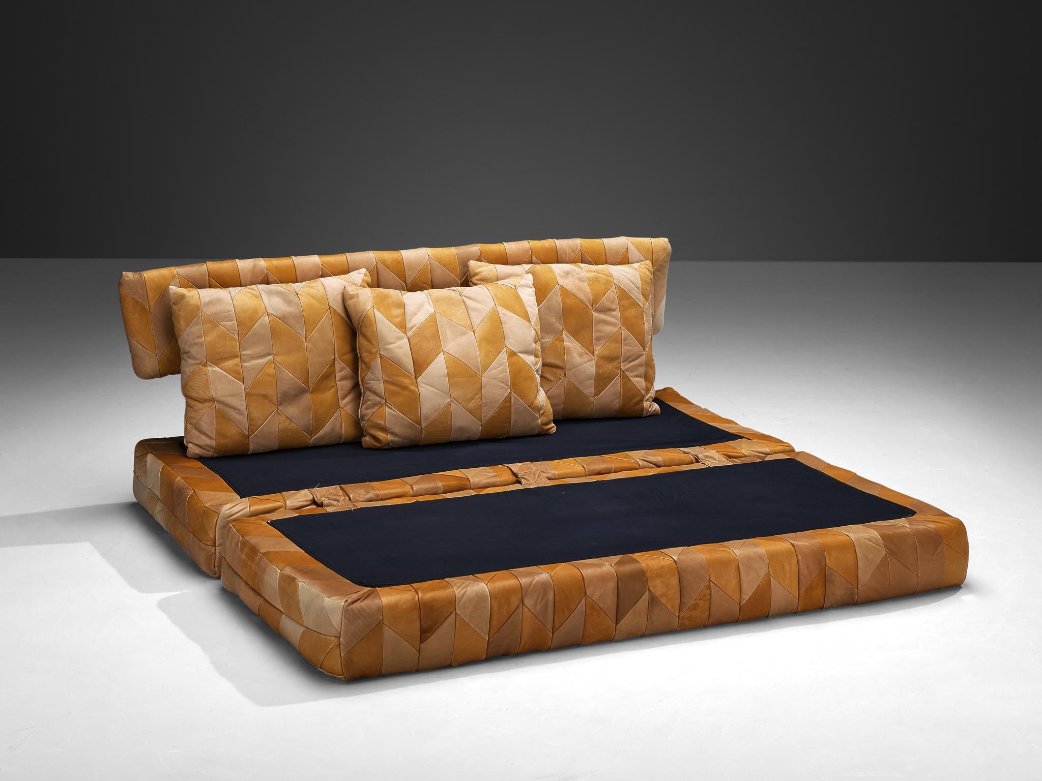 Postmodern Sofa or Daybed in Patchwork Leather