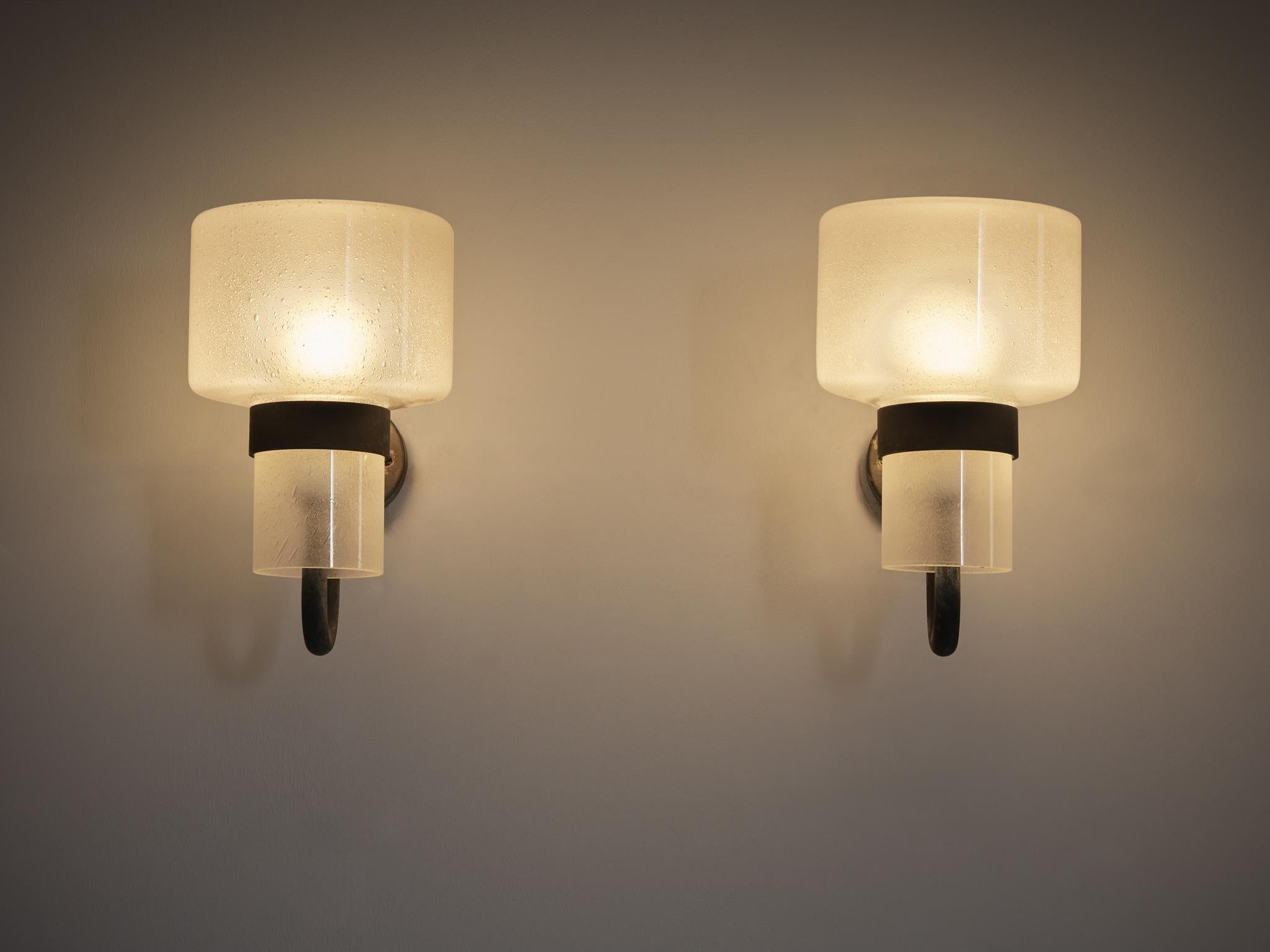 Hans-Agne Jakobsson 'V-138' Wall Lights in Copper and Blown Glass