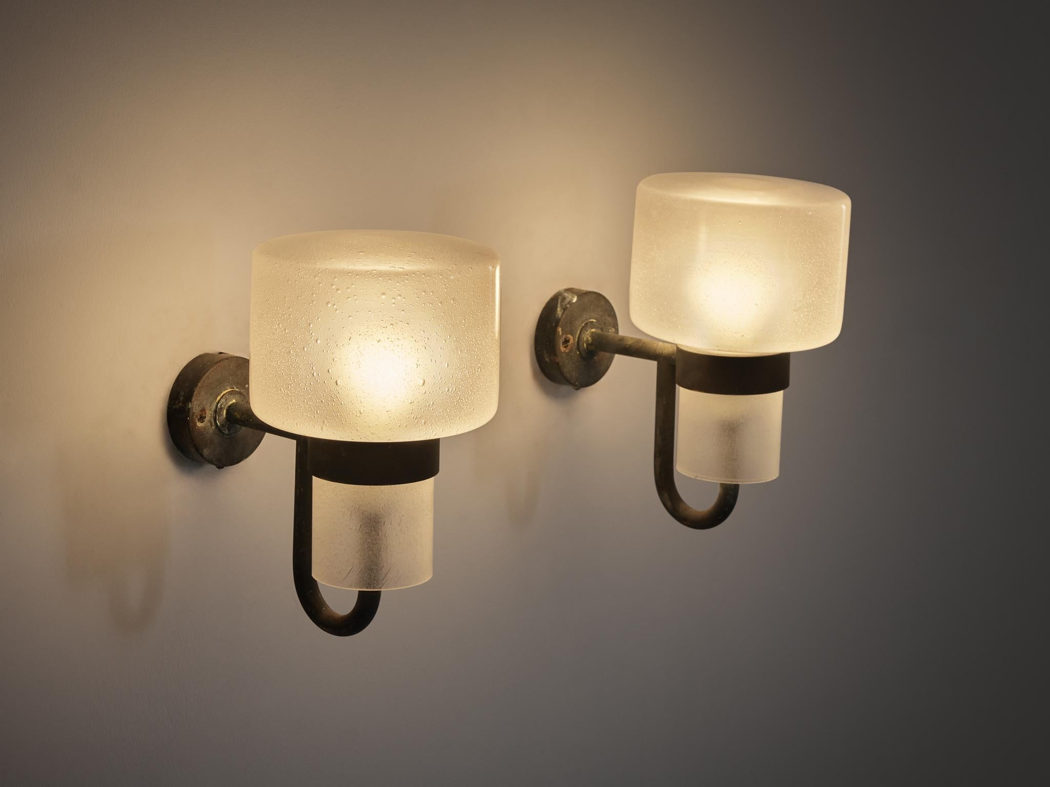 Hans-Agne Jakobsson 'V-138' Wall Lights in Copper and Blown Glass