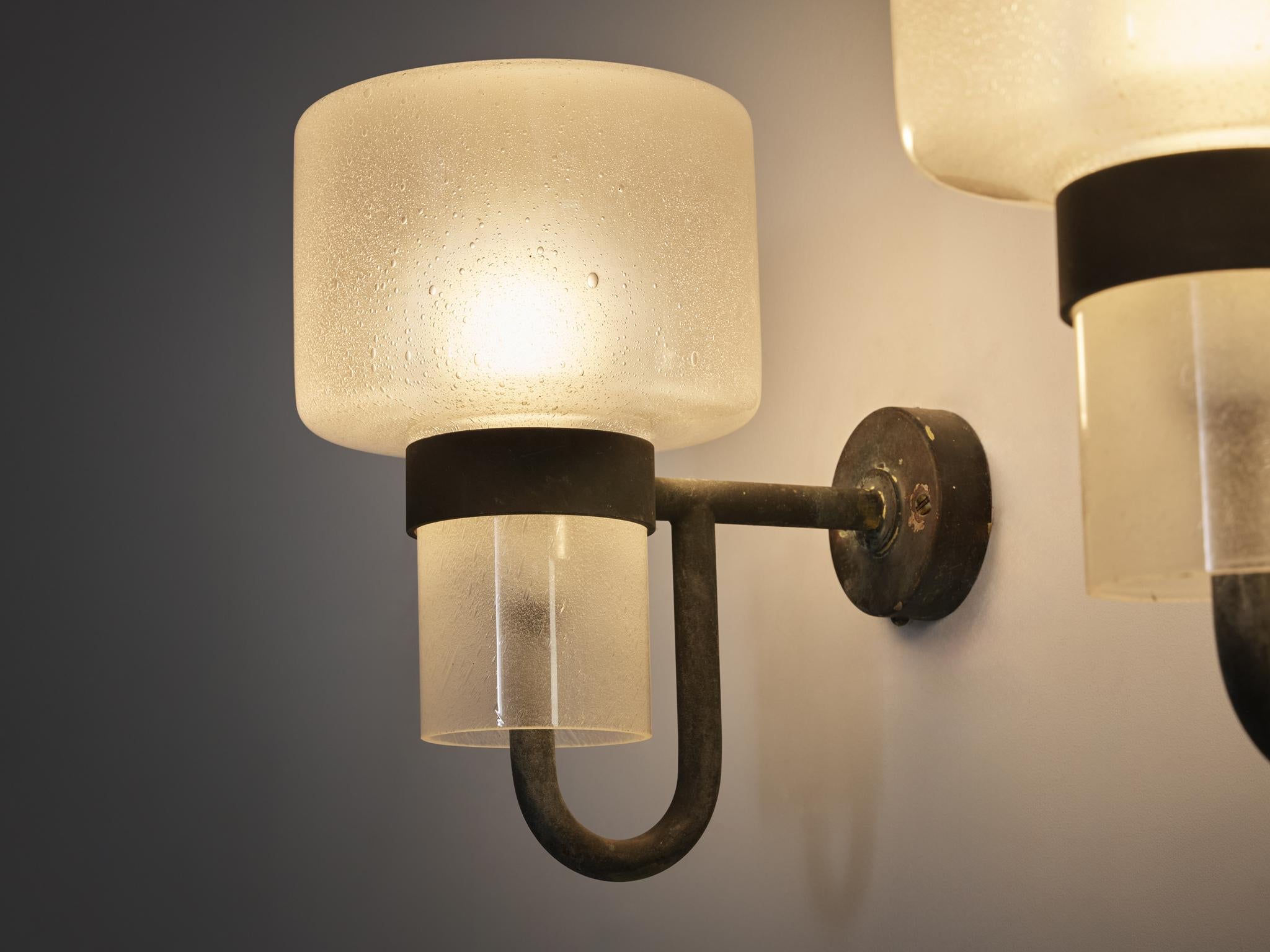 Hans-Agne Jakobsson 'V-138' Wall Lights in Copper and Blown Glass