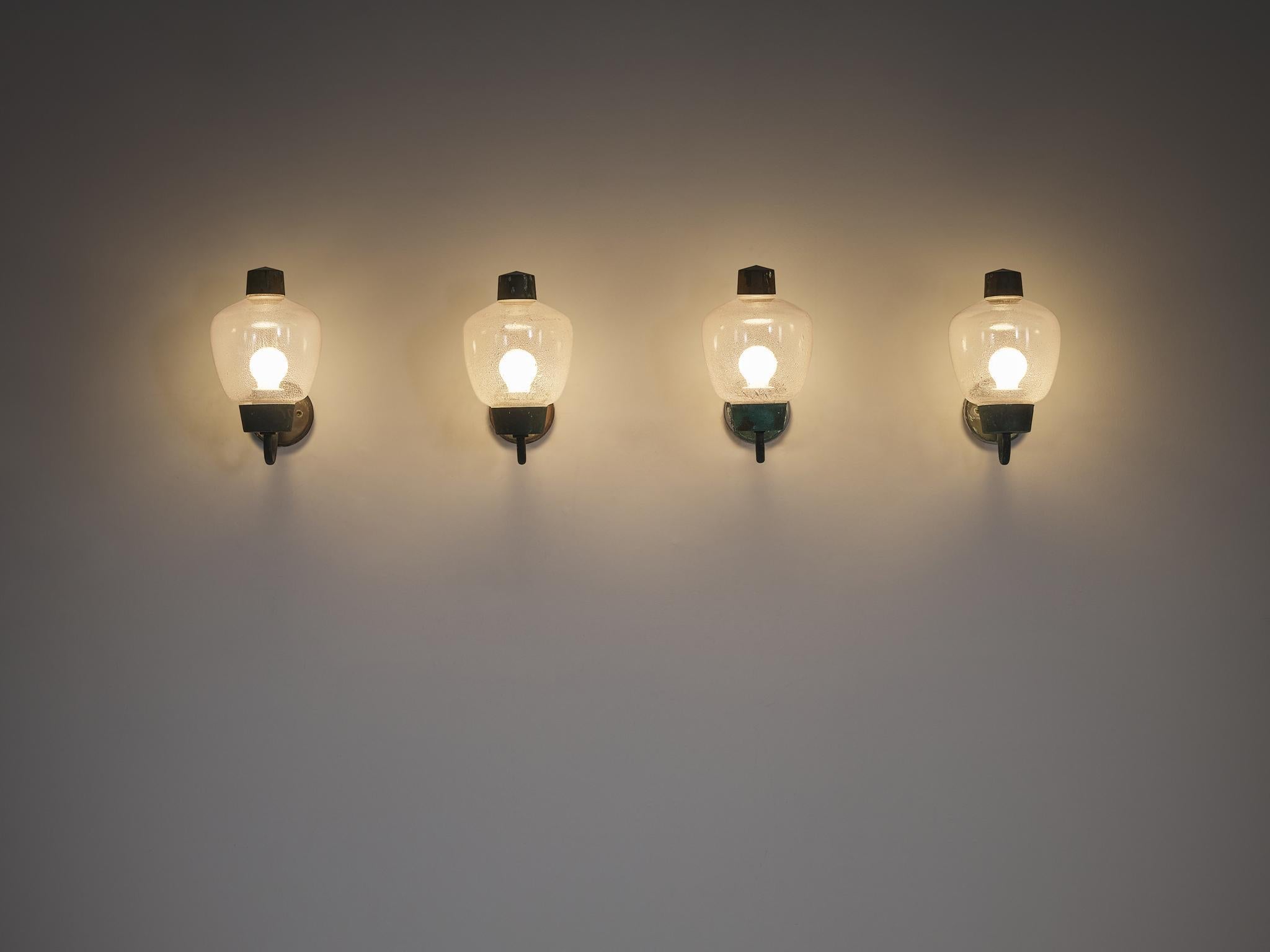 Asea Elektroskandia Swedish Wall Lights in Patinated Copper and Glass