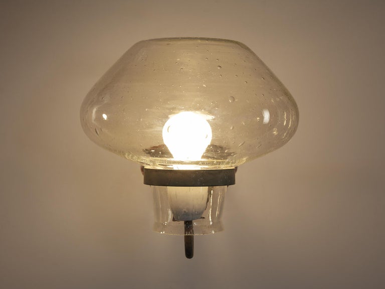 Gunnar Asplund for ASEA Wall Lights in Blown Glass and Metal 1940s