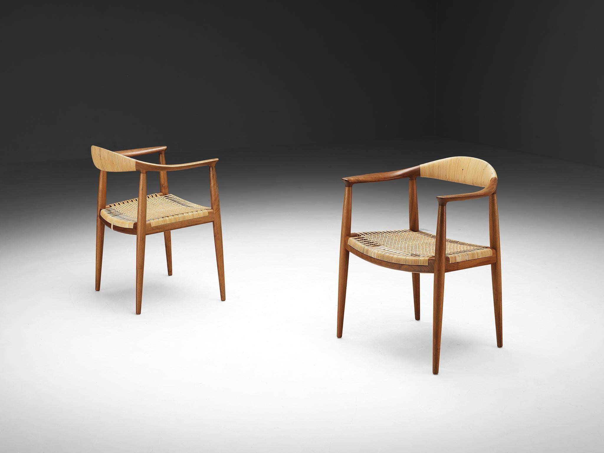 Hans J. Wegner  'The Chair/Round Chair' Dining Chairs in Teak and Cane