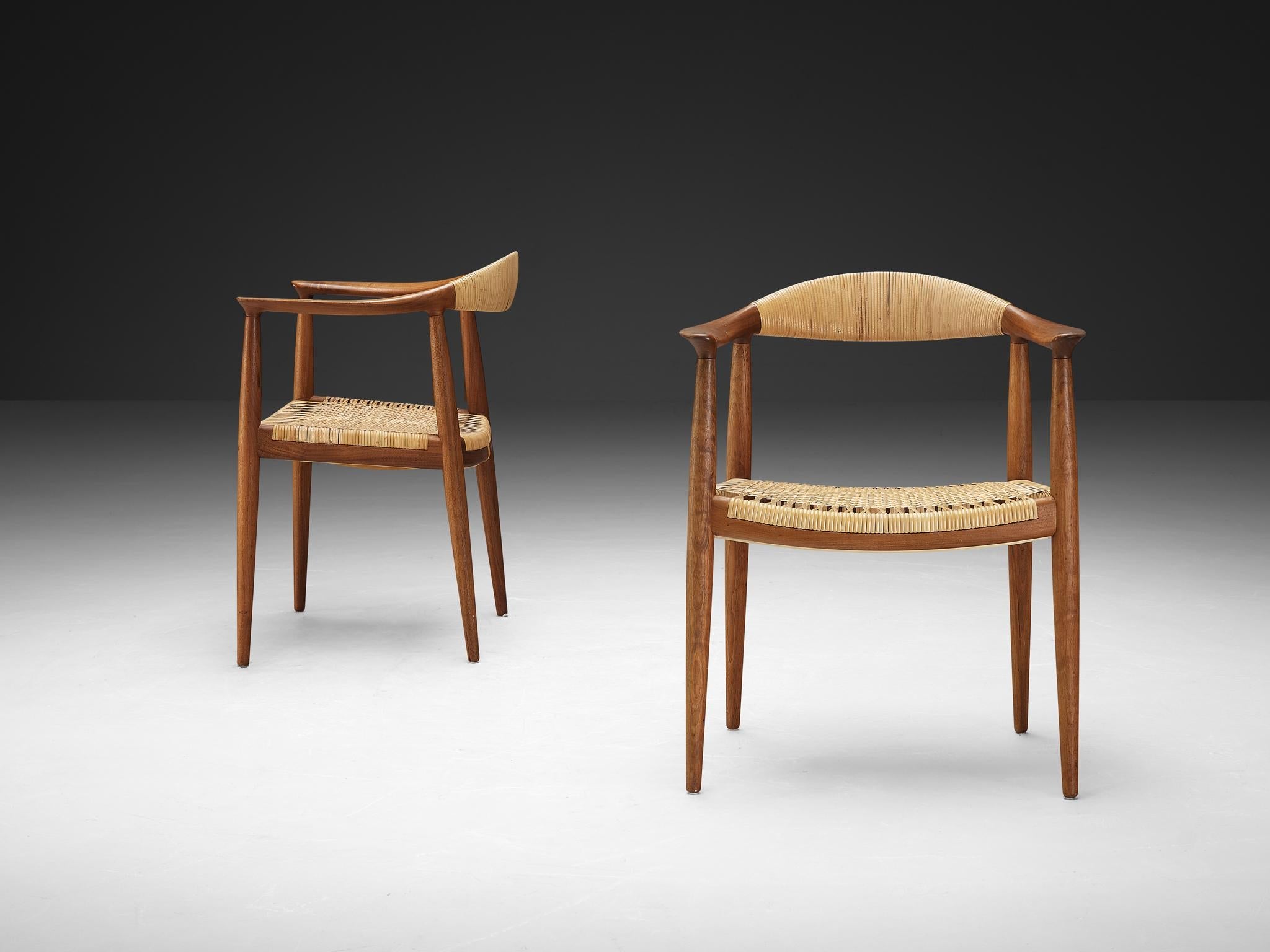 Hans J. Wegner  'The Chair/Round Chair' Dining Chairs in Teak and Cane