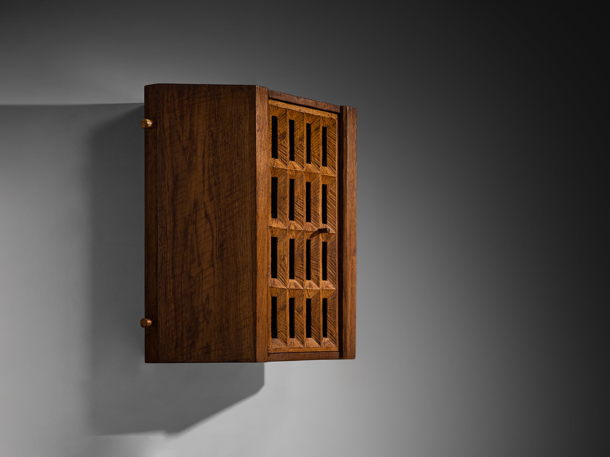 Giuseppe Rivadossi for Officina Rivadossi Hanging Cabinet in Oak and Glass