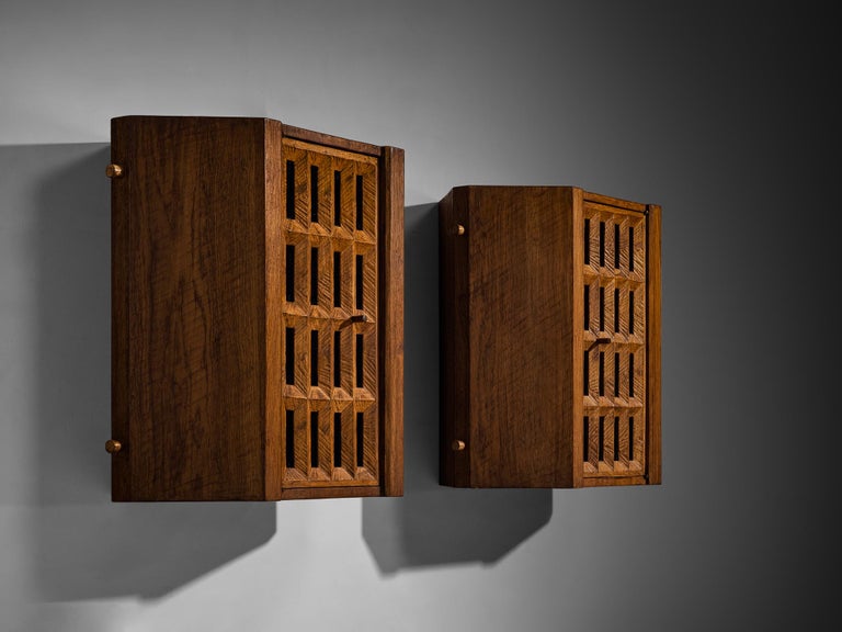 Giuseppe Rivadossi for Officina Rivadossi Hanging Cabinets in Oak and Glass