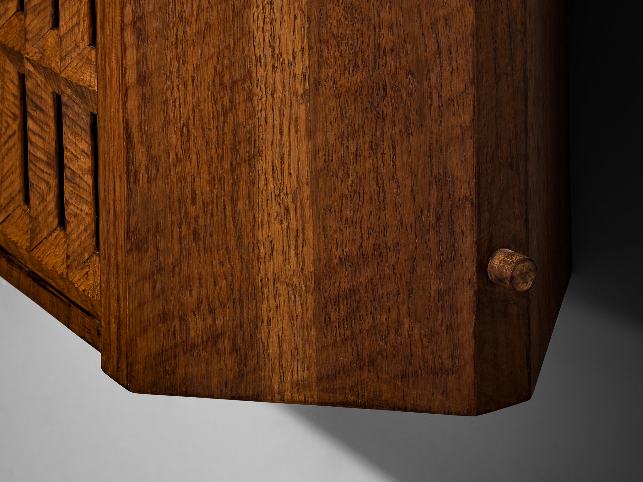 Giuseppe Rivadossi for Officina Rivadossi Hanging Cabinet in Oak and Glass