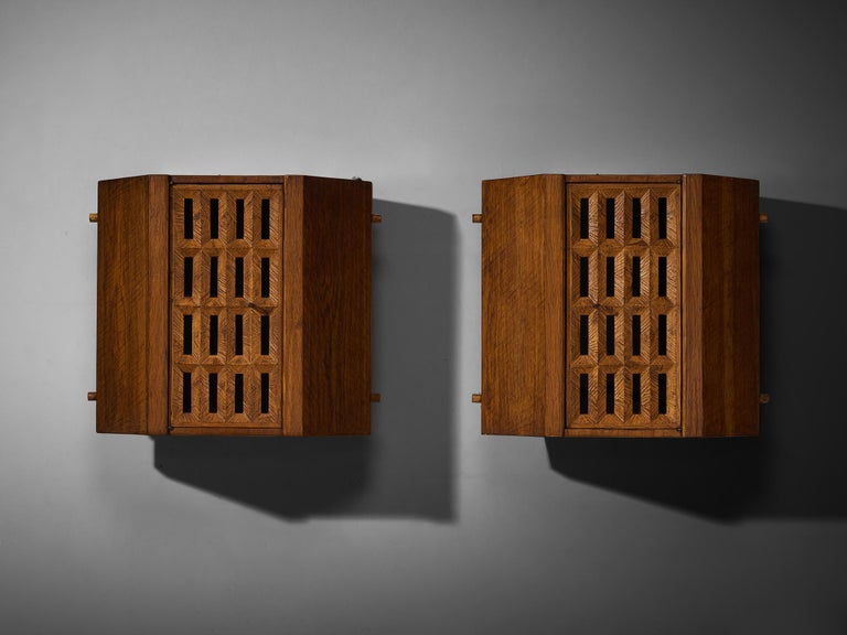 Giuseppe Rivadossi for Officina Rivadossi Hanging Cabinets in Oak and Glass