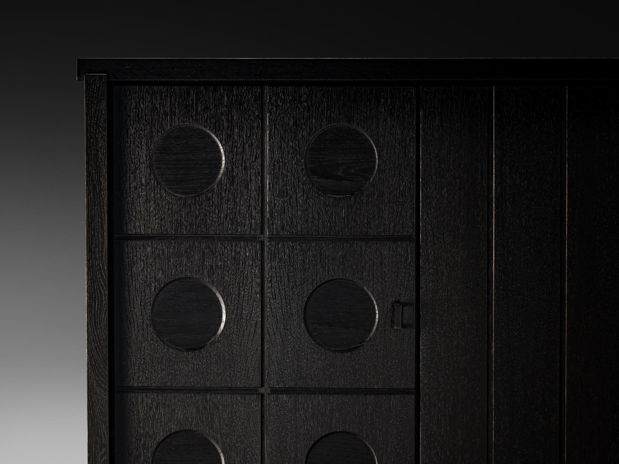 Belgian Brutalist Cabinet in Black Lacquered Oak