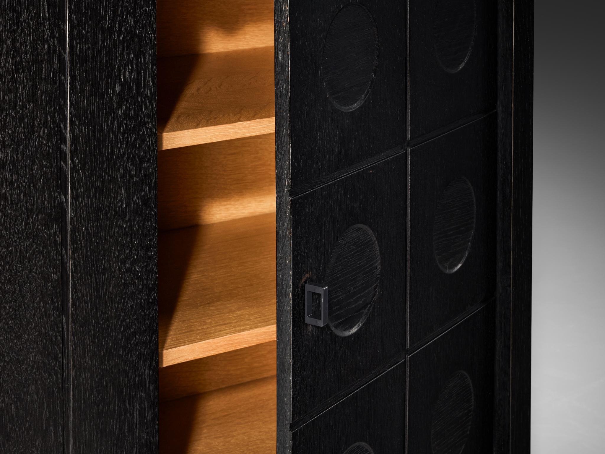 Belgian Brutalist Cabinet in Black Lacquered Oak