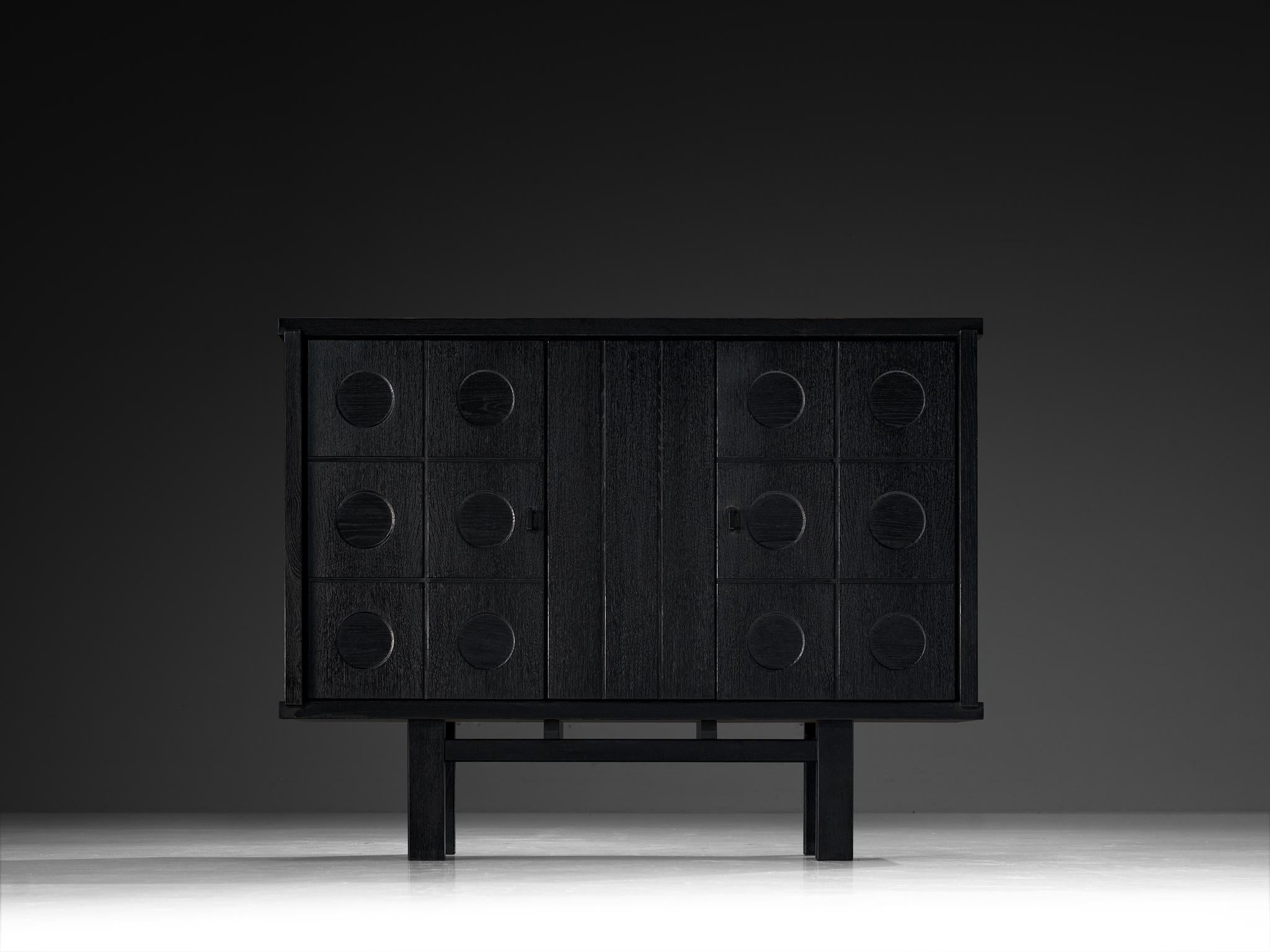 Belgian Brutalist Cabinet in Black Lacquered Oak