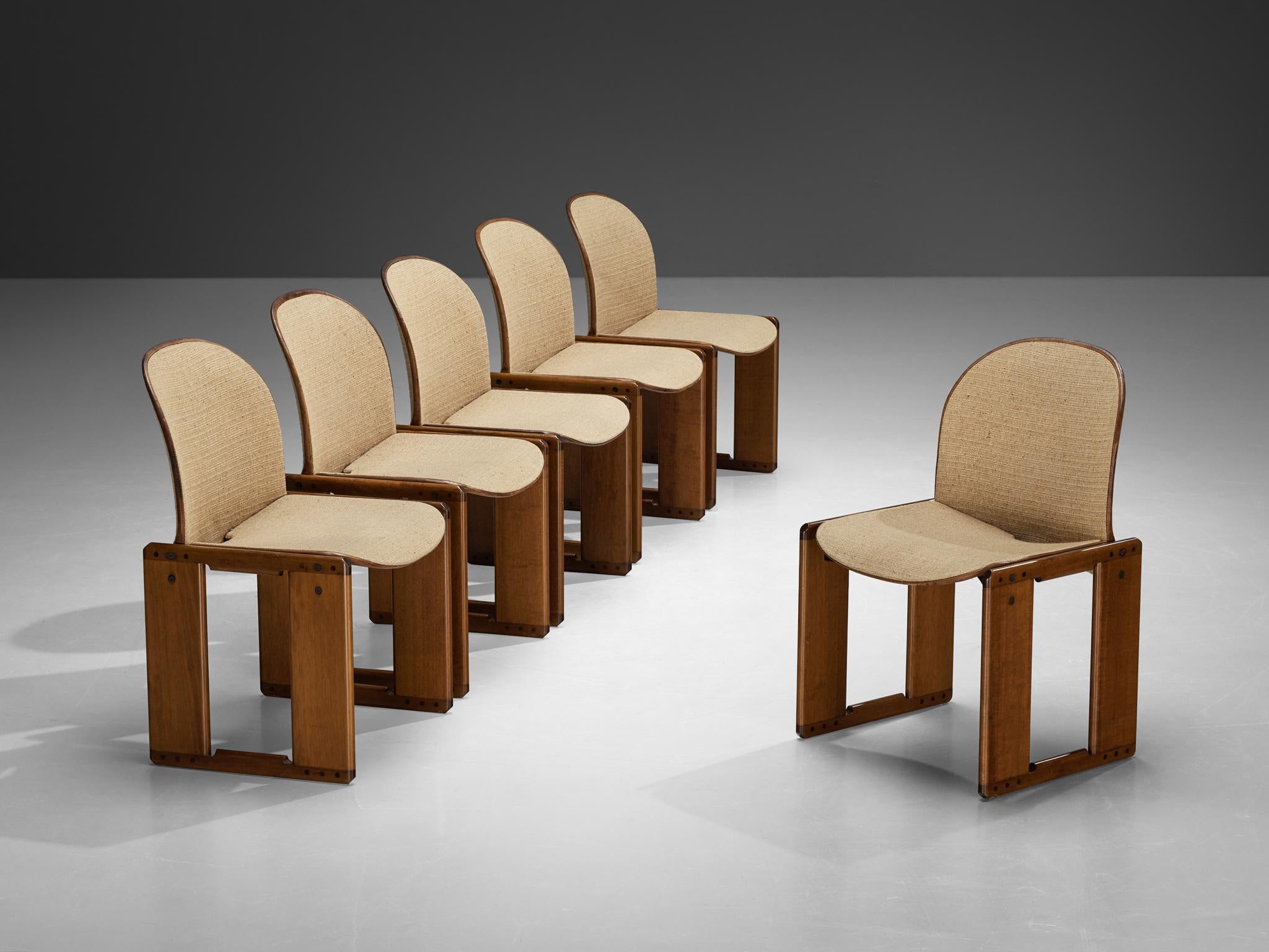 Afra & Tobia Scarpa for B&B Set of Six 'Dialogo' Dining Chairs in Walnut