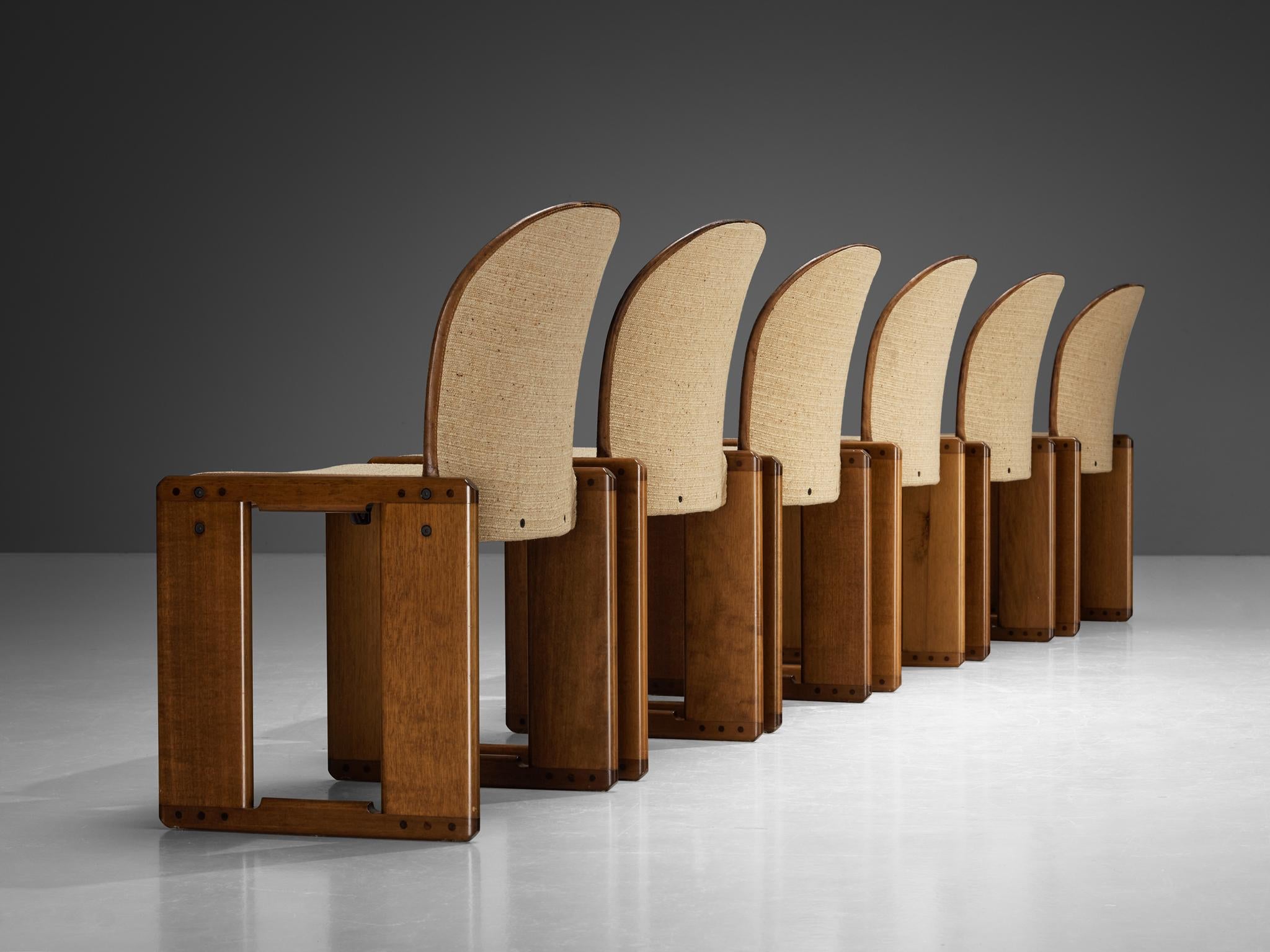 Afra & Tobia Scarpa for B&B Set of Six 'Dialogo' Dining Chairs in Walnut