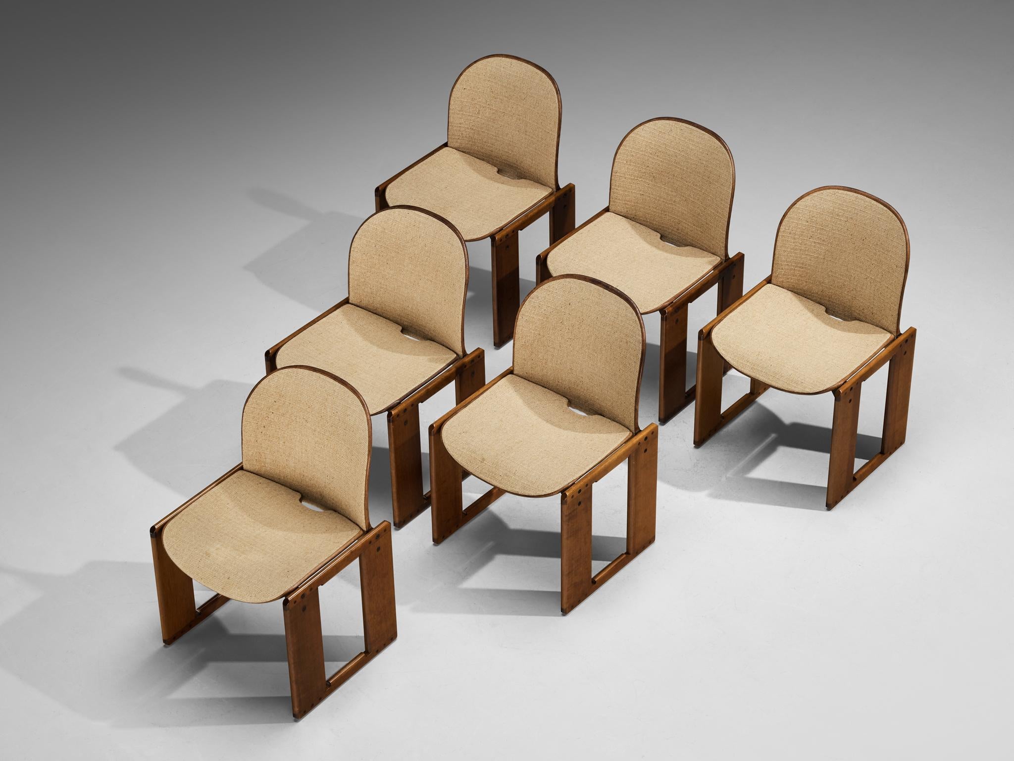 Afra & Tobia Scarpa for B&B Set of Six 'Dialogo' Dining Chairs in Walnut